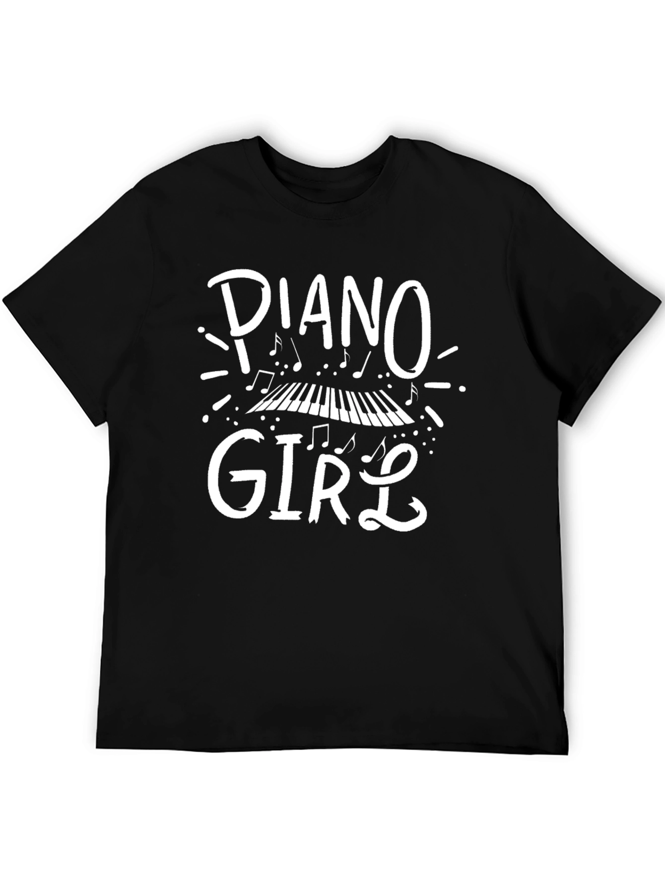 Black Piano Girl Black T-Shirt - Music Lover Tee view 5