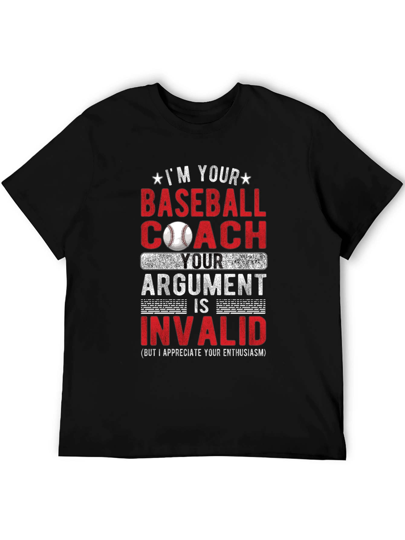 Black Baseball Coach T-Shirt - Argument is Invalid view 5