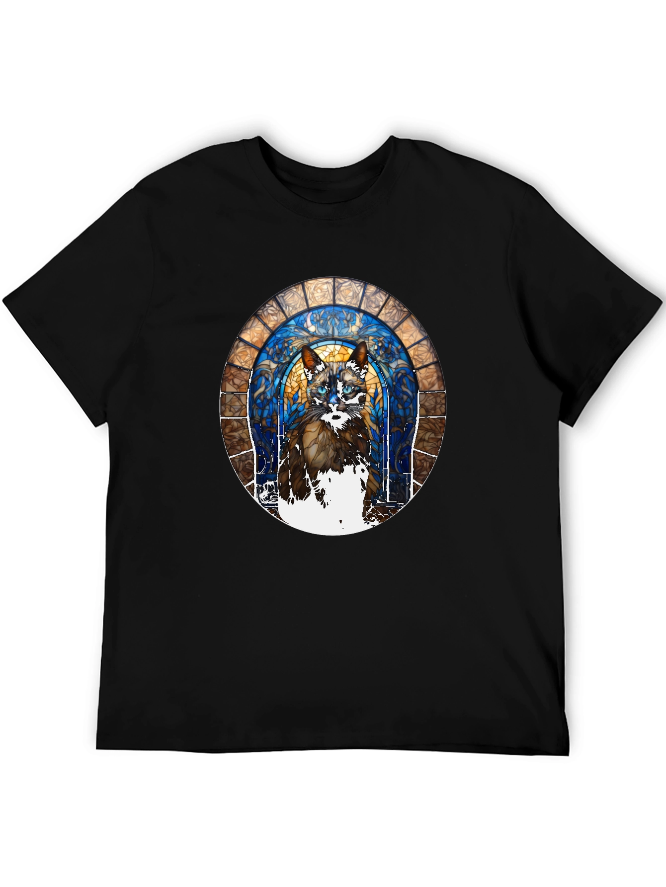 Black Stained Glass Cat T-Shirt view 5
