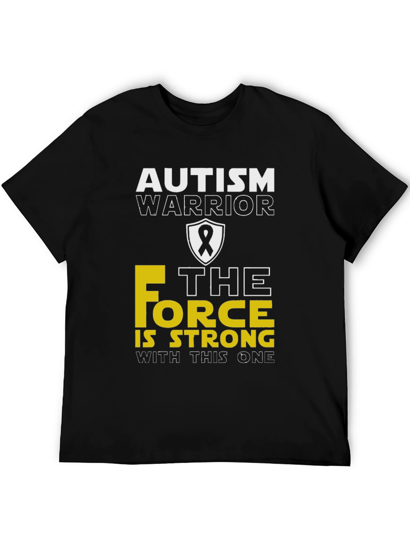 Black Autism Warrior "Force is Strong" T-Shirt view 5
