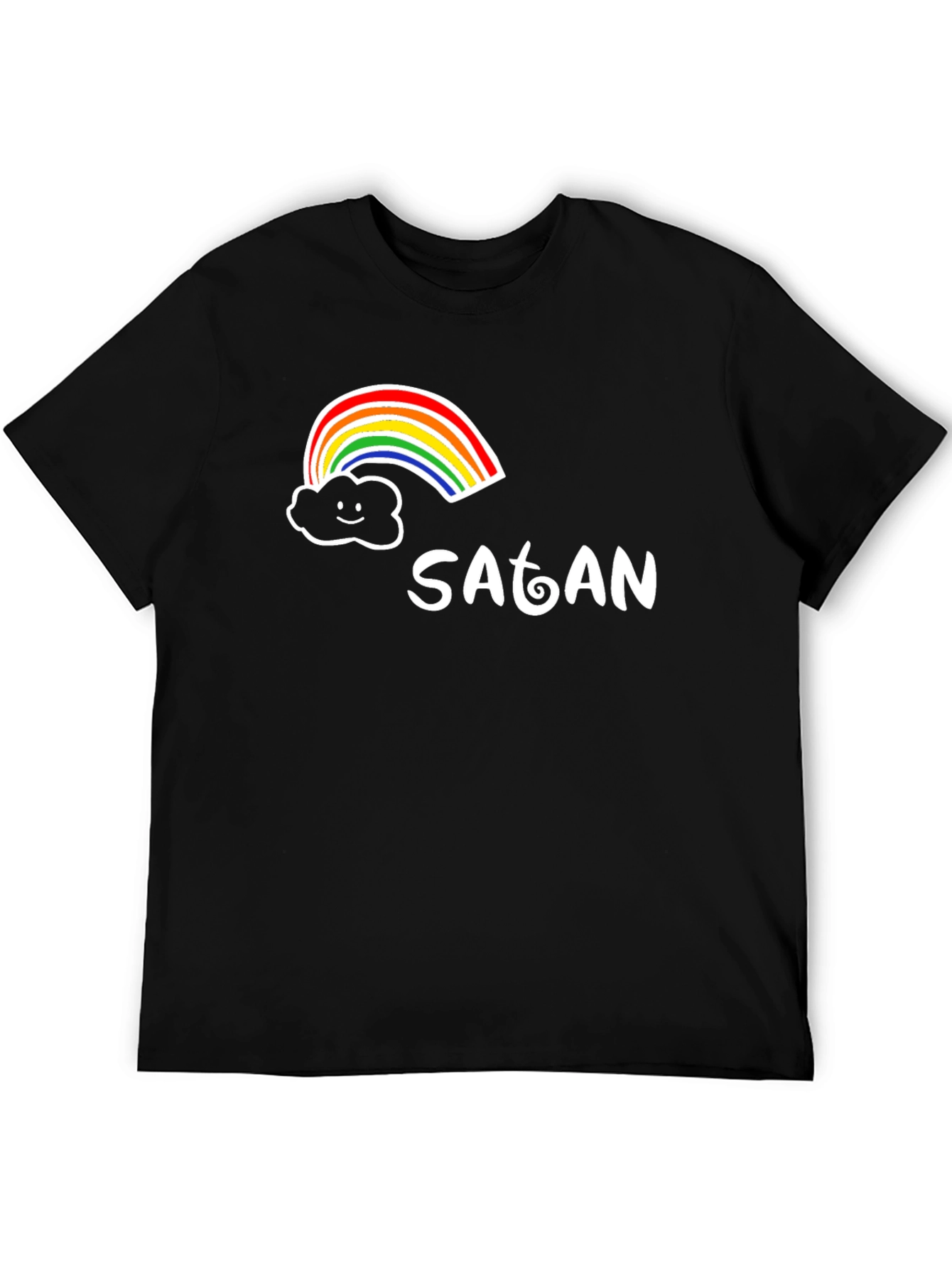 Black Rainbow Satan Graphic Tee - Quirky Humor T-Shirt view 5