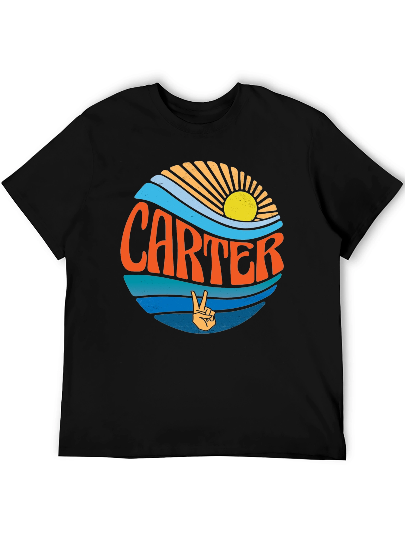 Black Carter Retro Graphic T-Shirt - Hippie Vibes view 5
