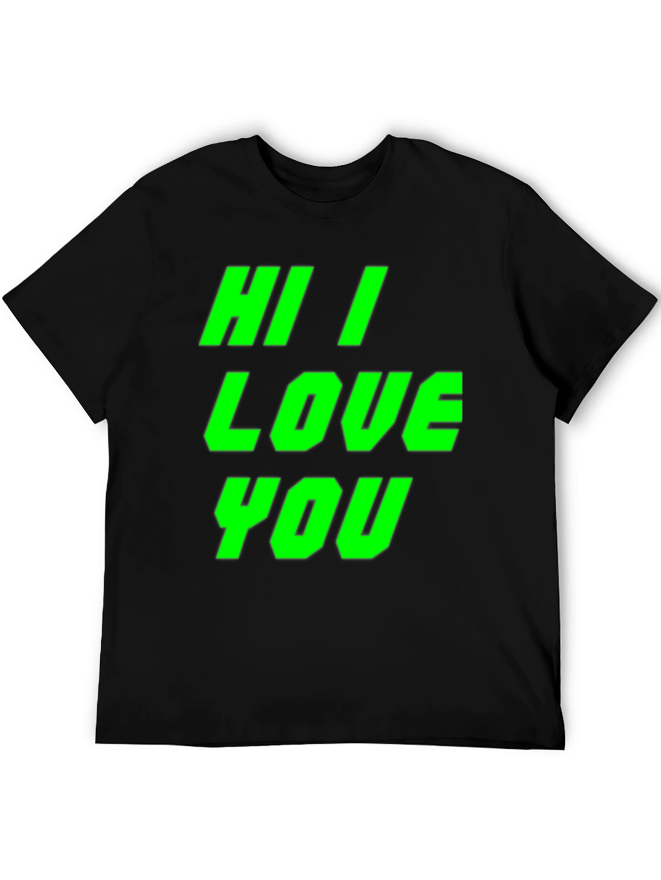 Black Hi I Love You Graphic Tee - Bold Statement Shirt view 5