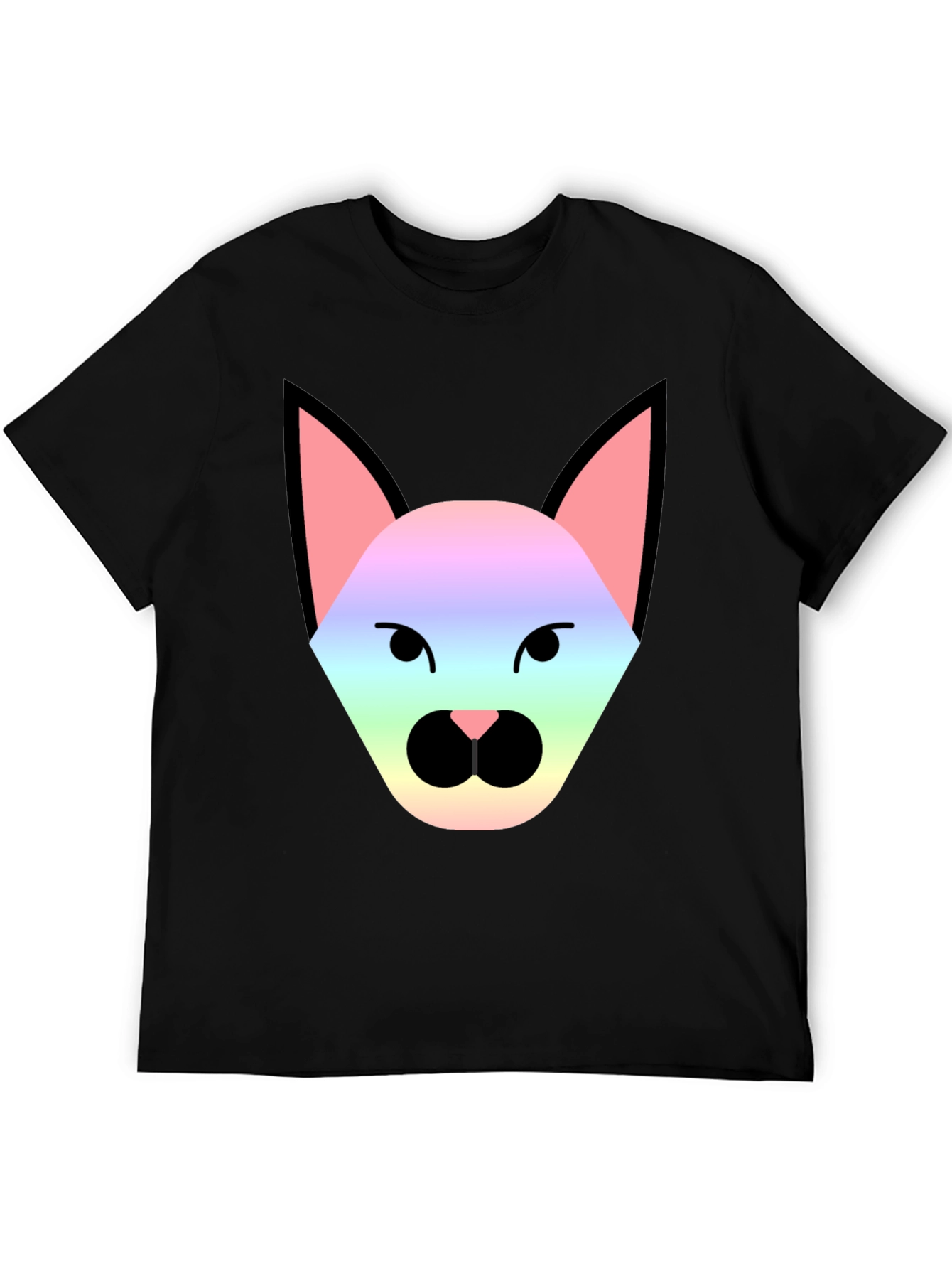 Black Rainbow Cat Graphic Tee - Unisex Black T-Shirt view 5