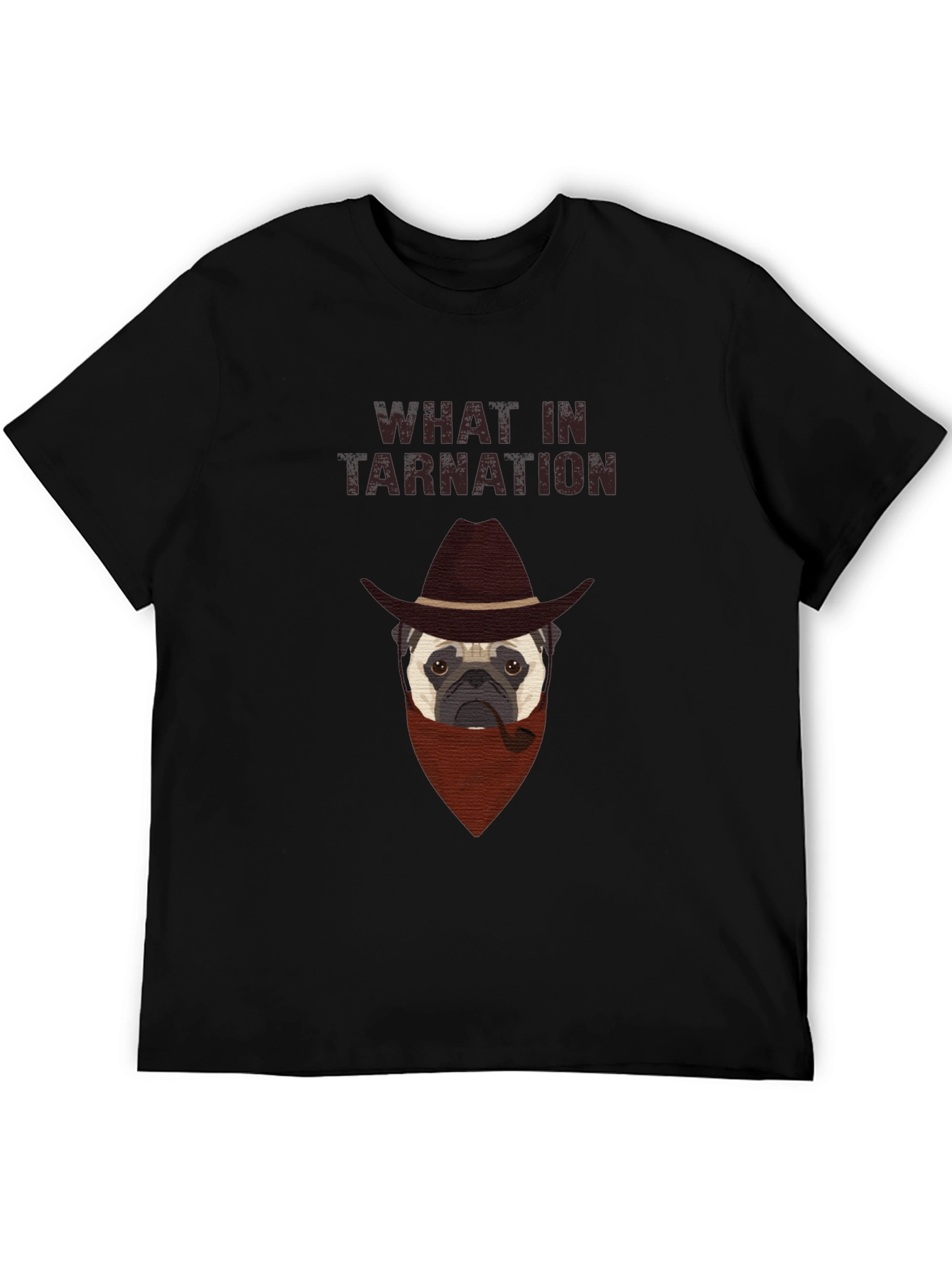 Black What In Tarnation Pug T-Shirt - Western Dog Tee view 5