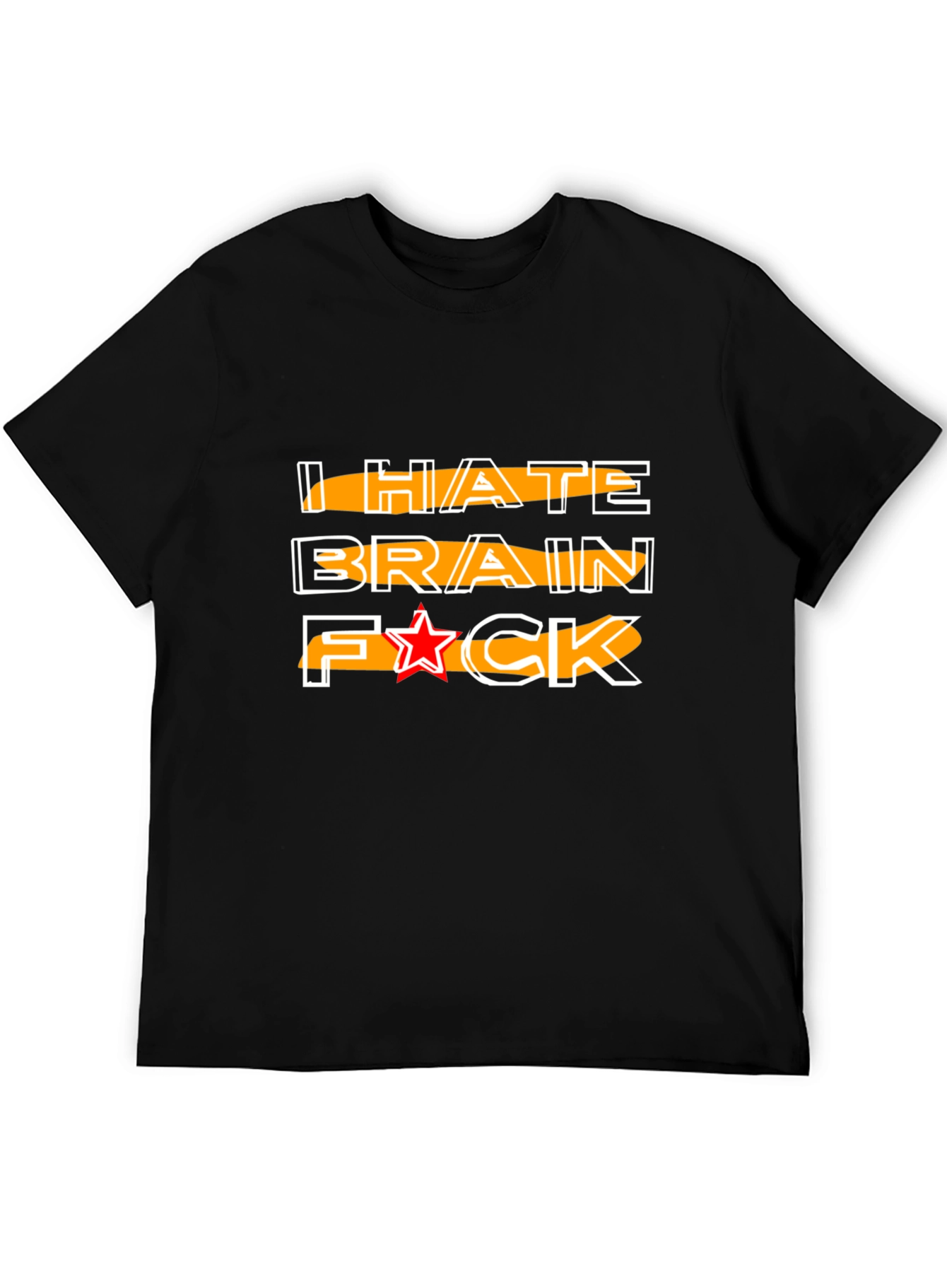 Black I HATE BRAIN Funny Graphic Tee view 5