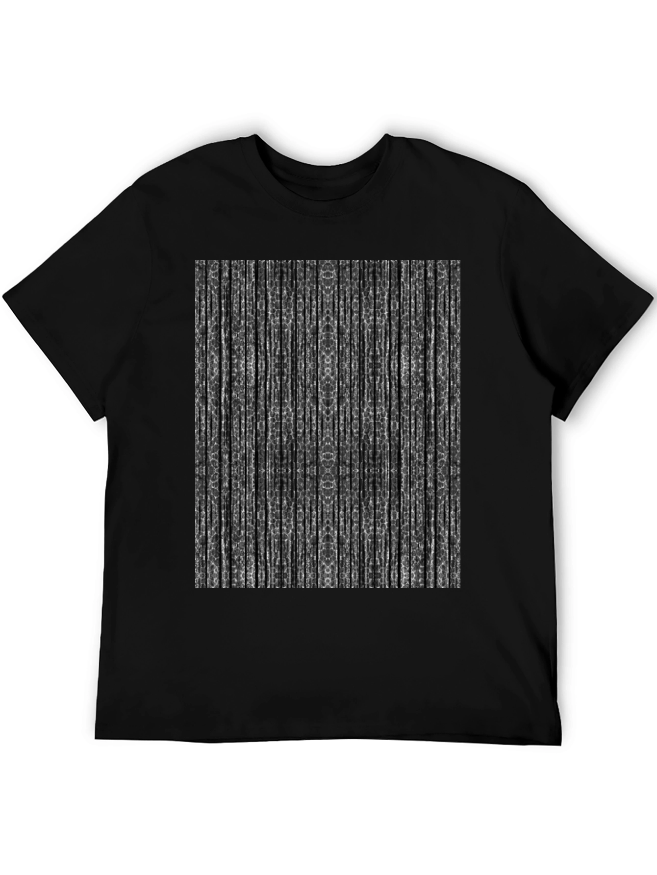 Black Abstract Striped Print Black T-Shirt view 5