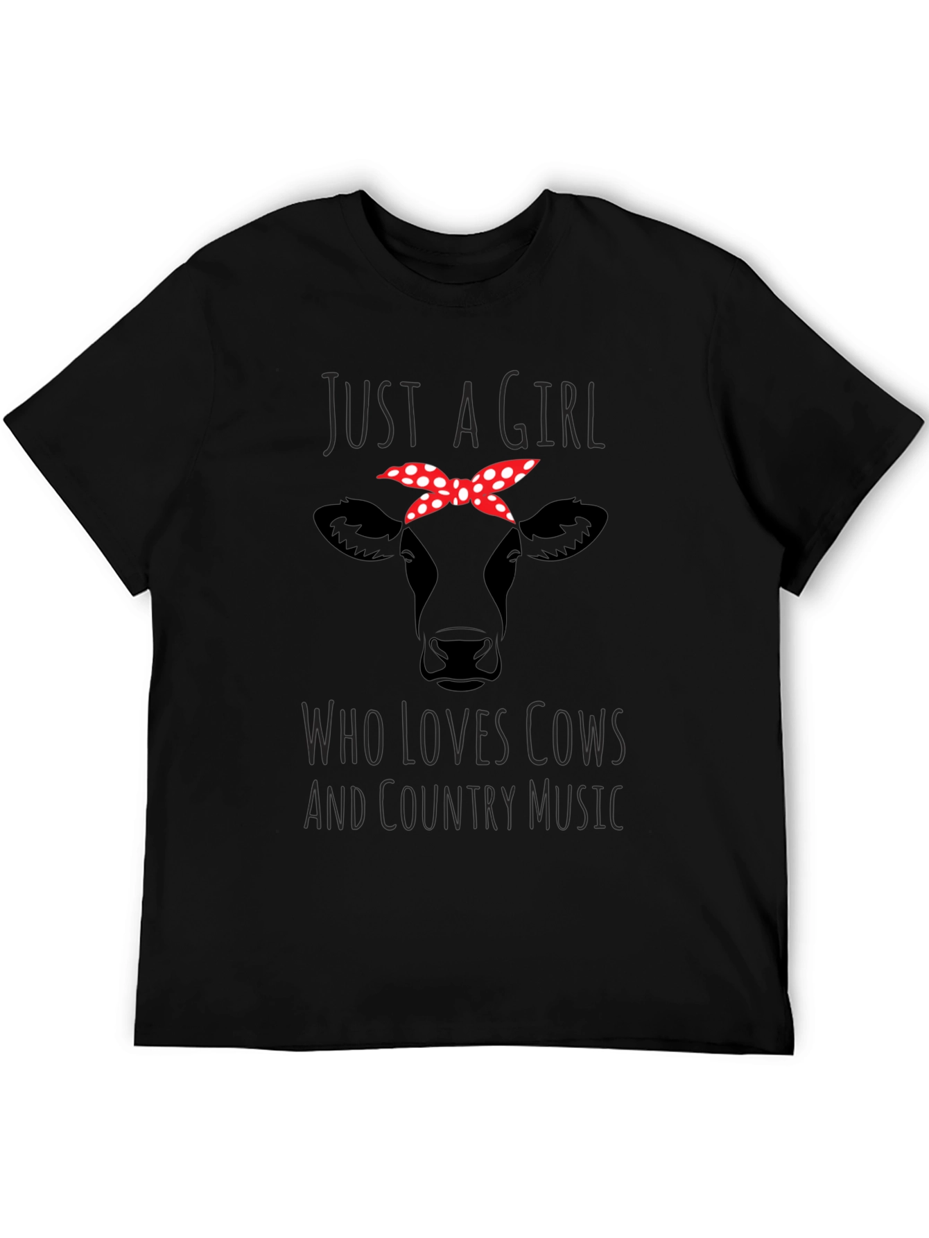 Black Just a Girl Who Loves Cows T-Shirt view 5