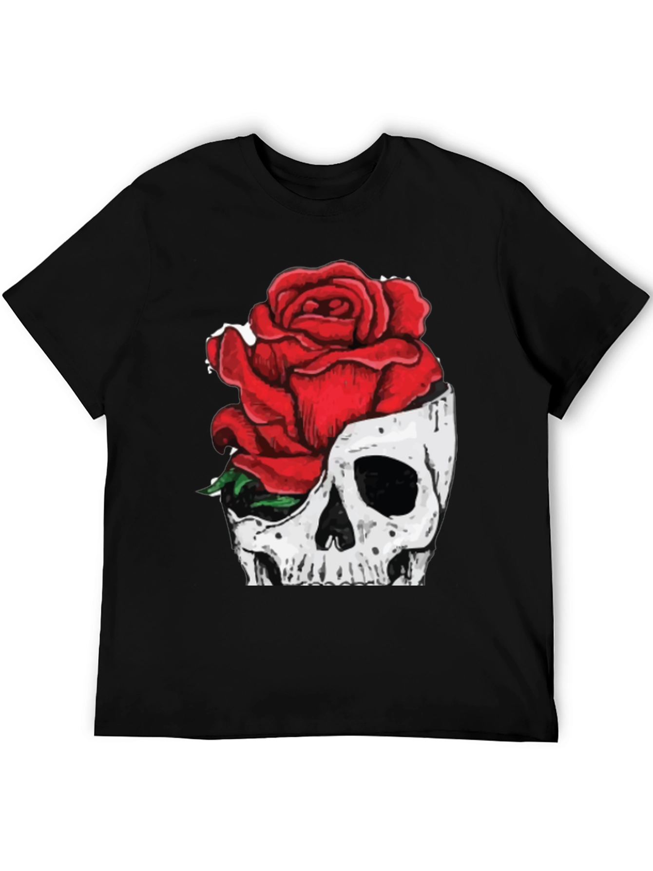 Black Skull & Rose Graphic Tee - Black view 5