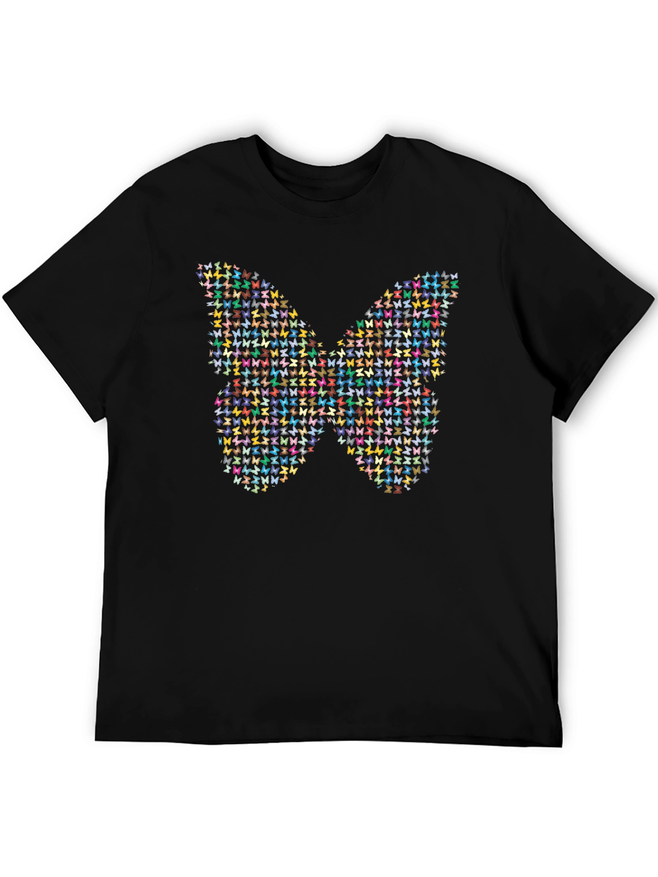 Black Butterfly Mosaic Graphic Tee - Black Cotton Blend view 5