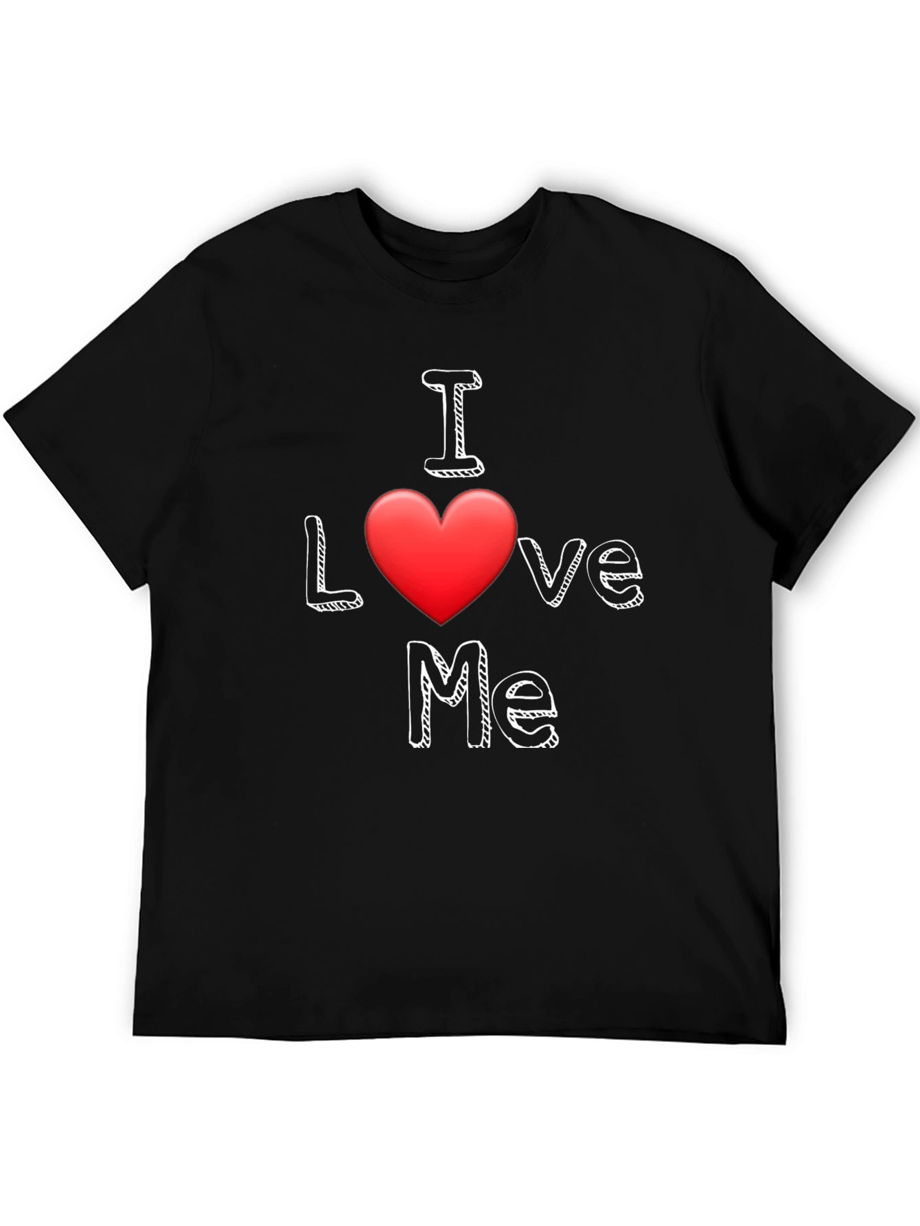 Black I Love Me T-Shirt - Black Cotton Casual Wear view 5