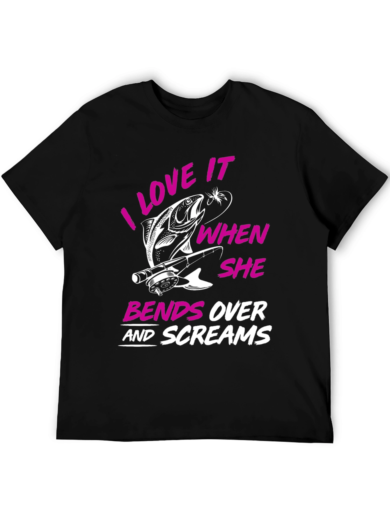 Black Fishing Humor T-Shirt: I Love It When She Bends Over view 5