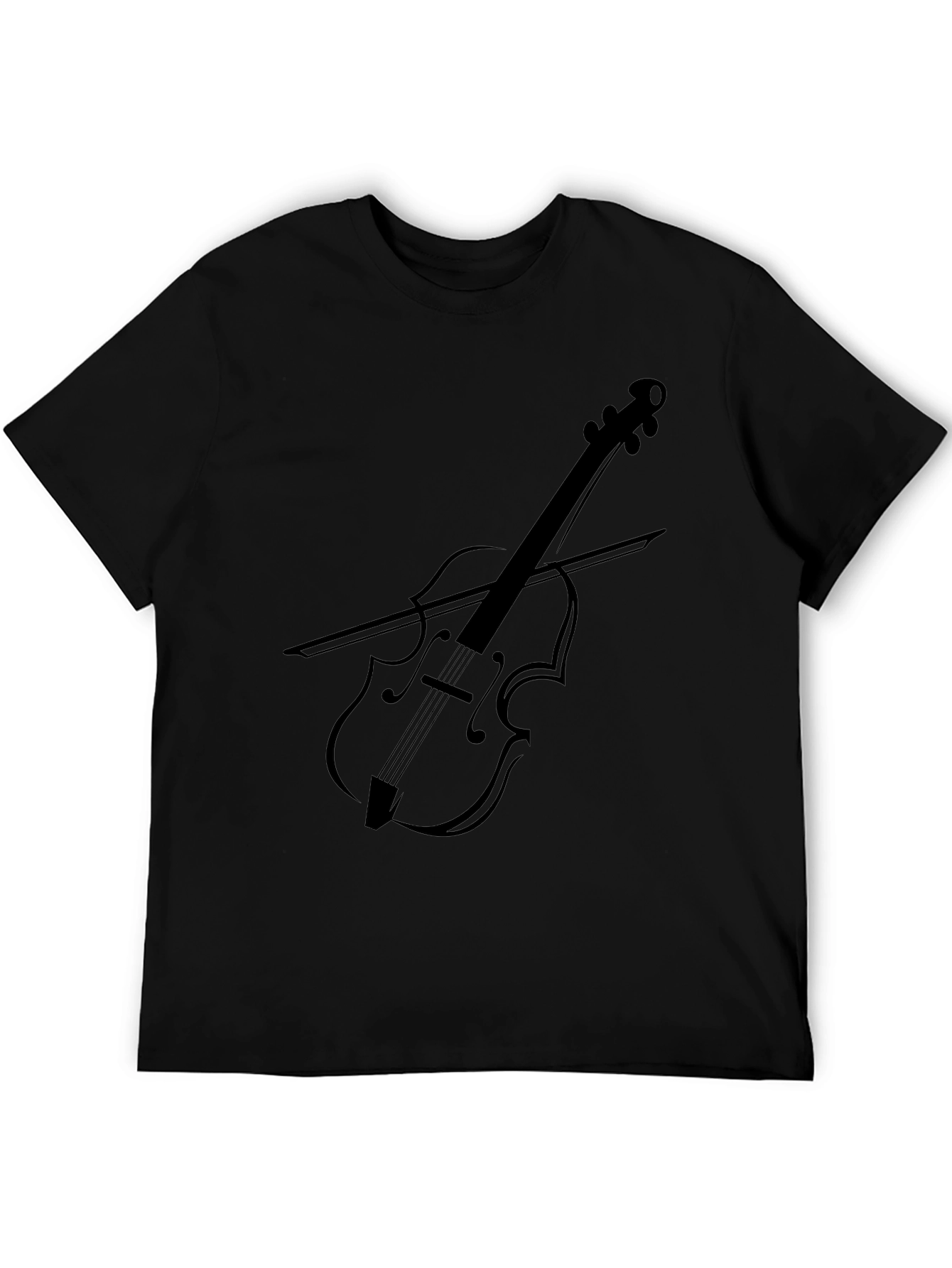 Black Musical Violin Graphic Tee - Black view 5
