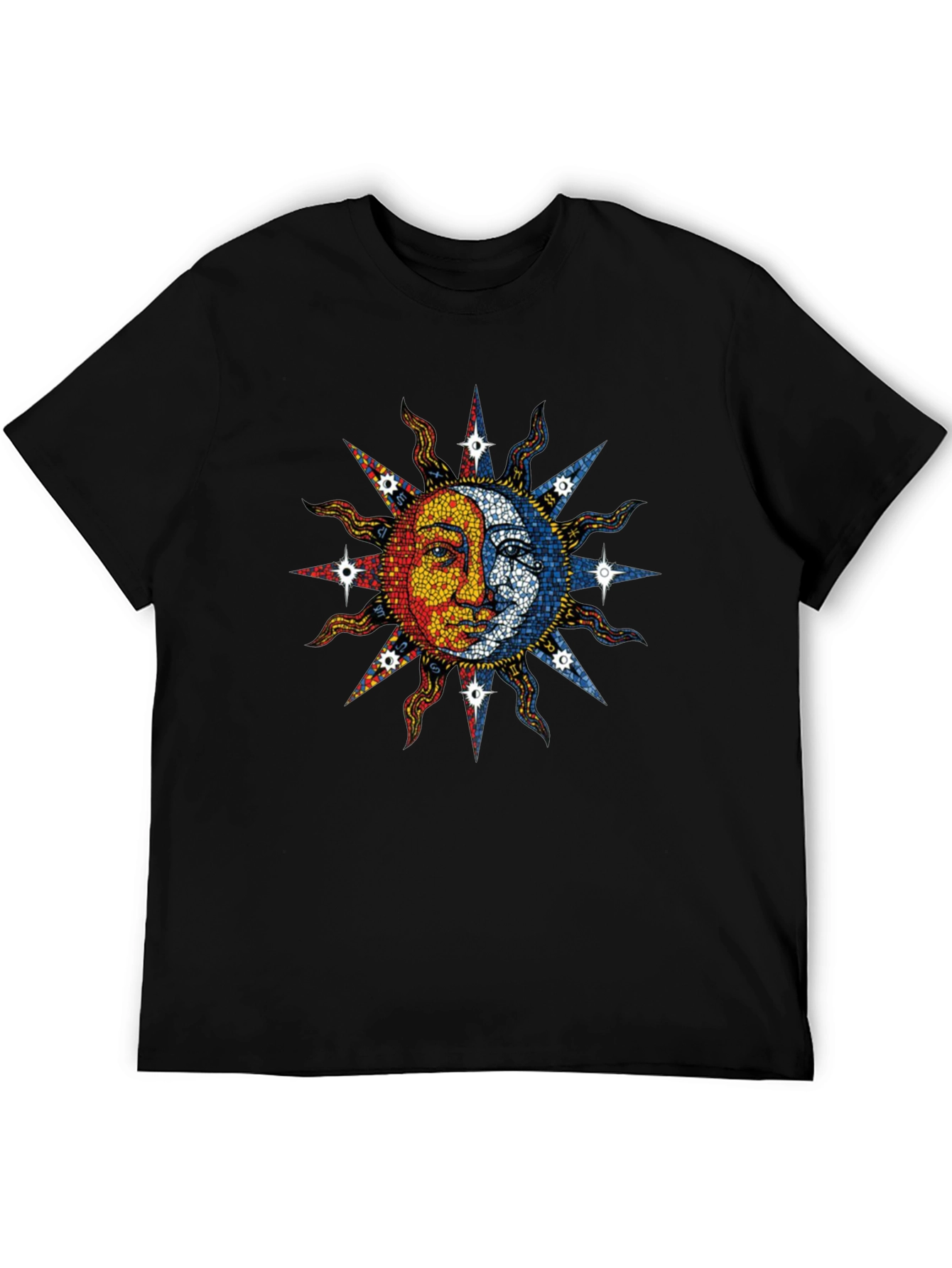 Black Celestial Sun and Moon Graphic Tee - Black Cotton Blend view 5