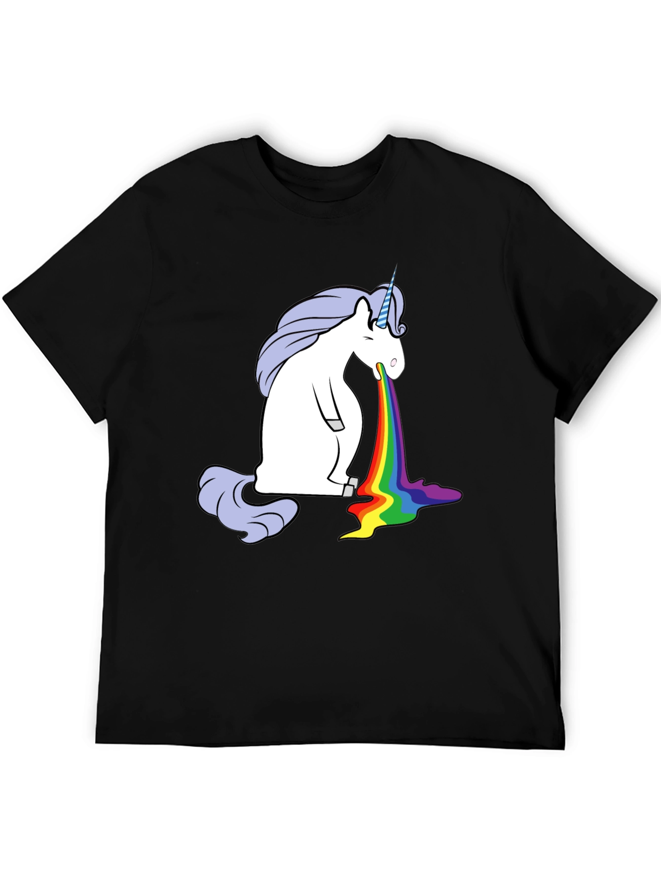 Black Rainbow Vomit Unicorn Graphic Tee - Black view 5