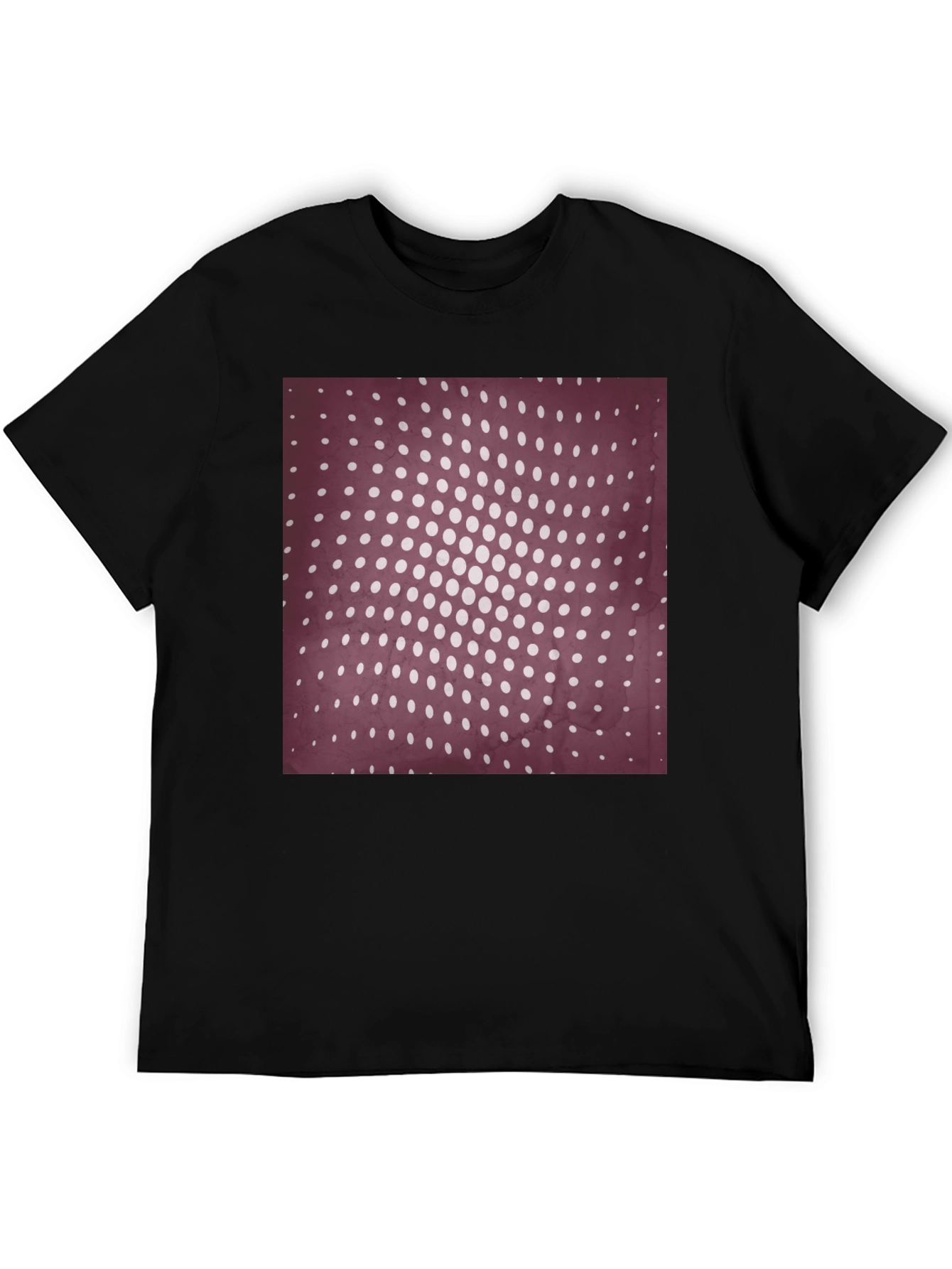 Black Retro Dot Pattern Black T-Shirt view 5