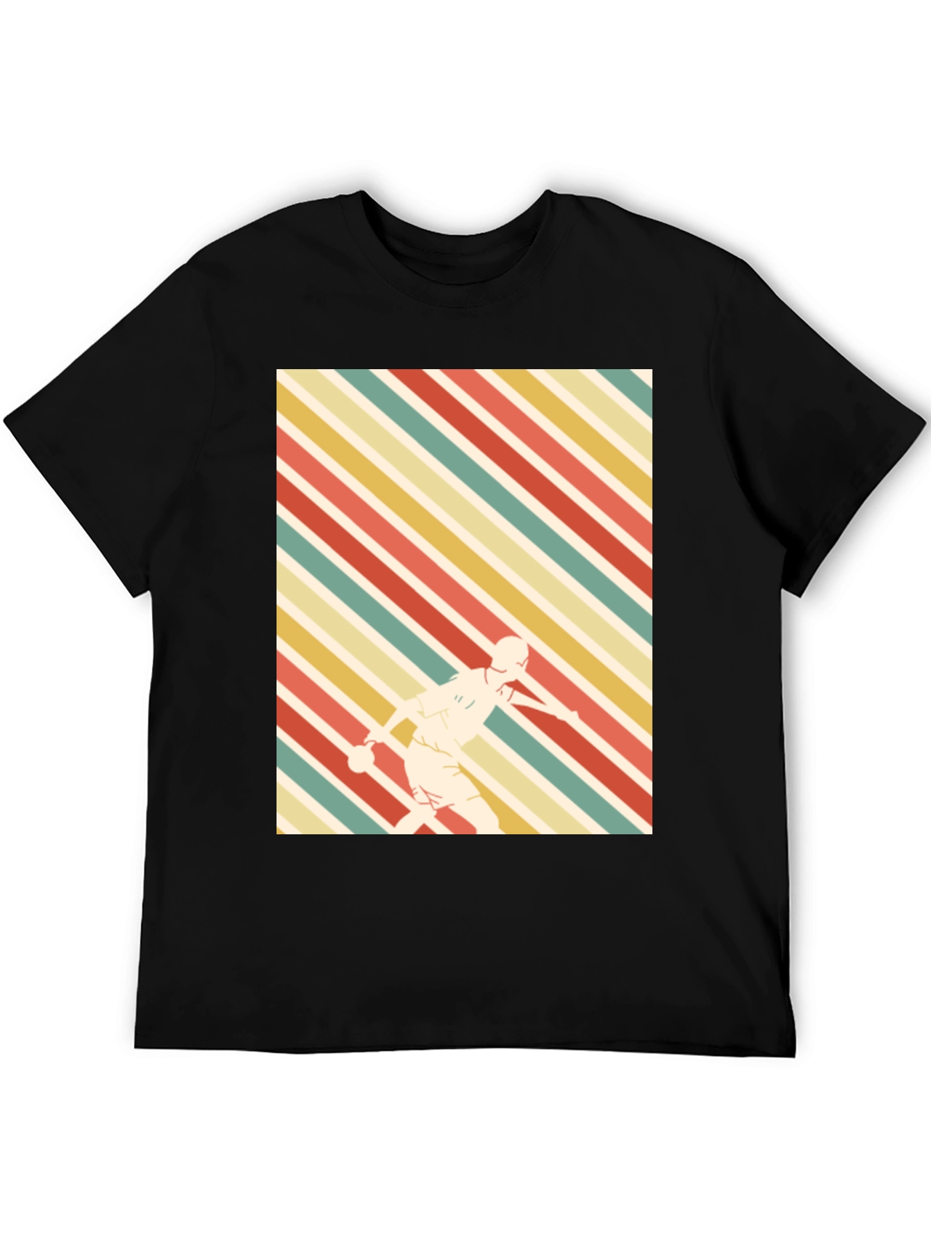 Black Retro Sports Tee - Striped Player Graphic view 5