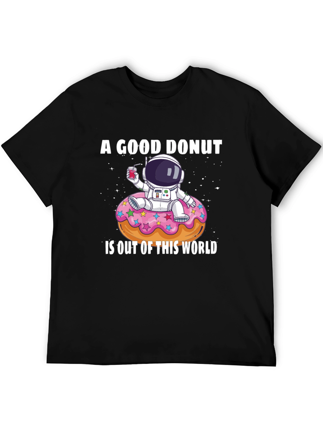 Black A Good Donut T-Shirt - Astronaut Design view 5