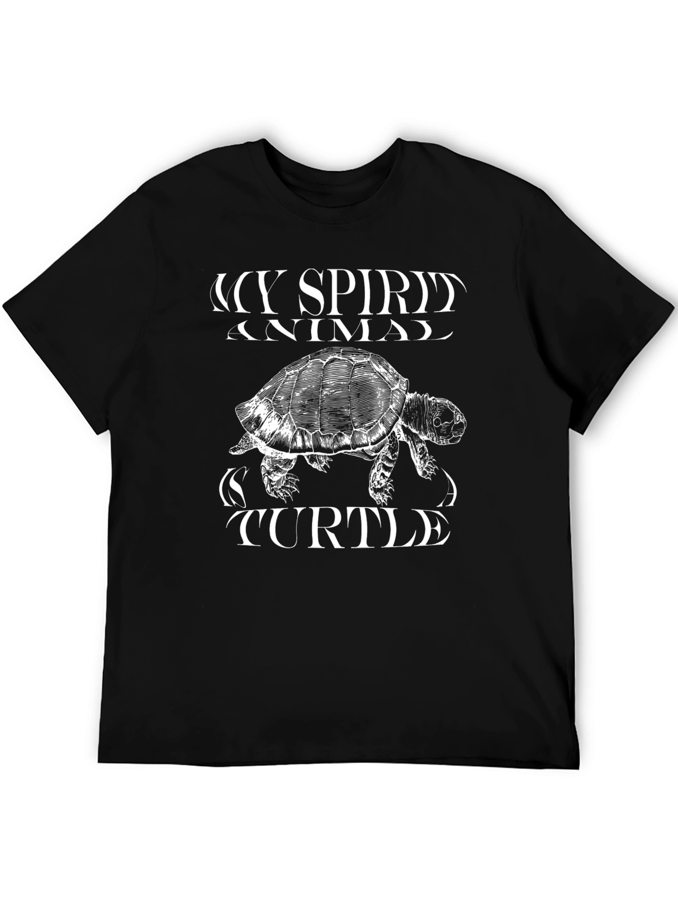 Black My Spirit Animal Turtle Graphic Tee - Black Cotton T-Shirt view 5