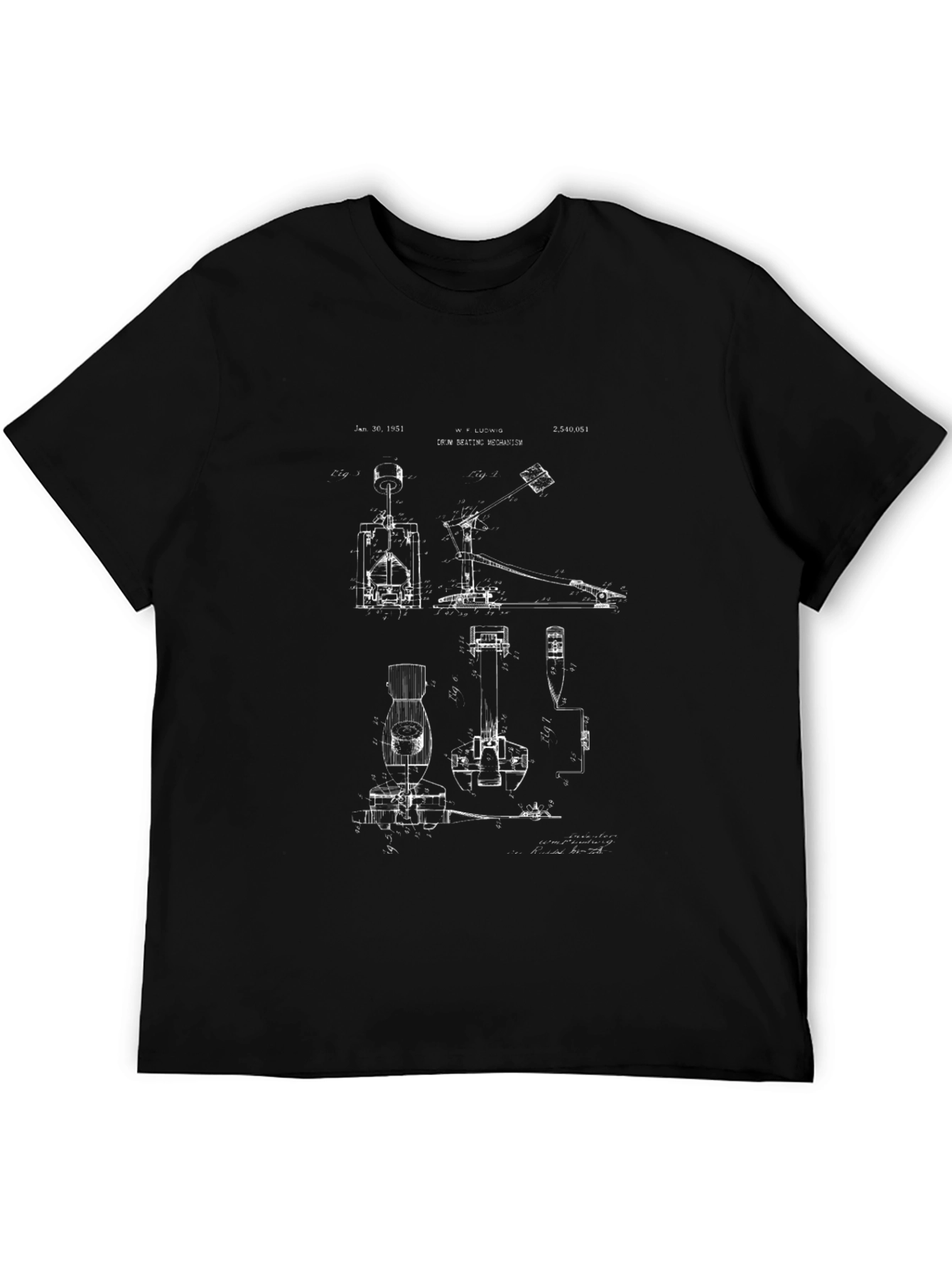 Black Drum Pedal Patent Black T-Shirt view 5