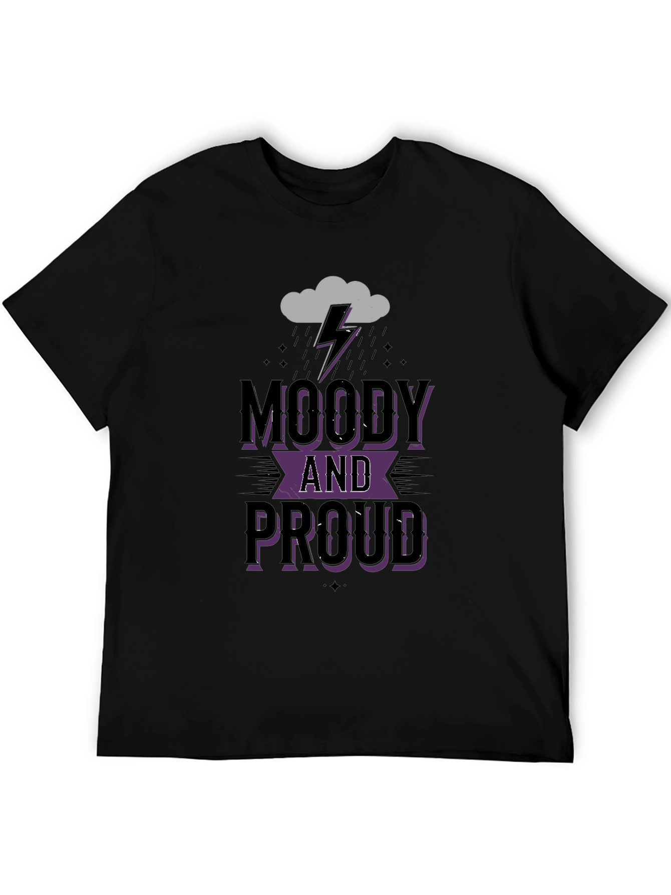 Black Moody and Proud Graphic Tee - Black Cotton T-Shirt view 5