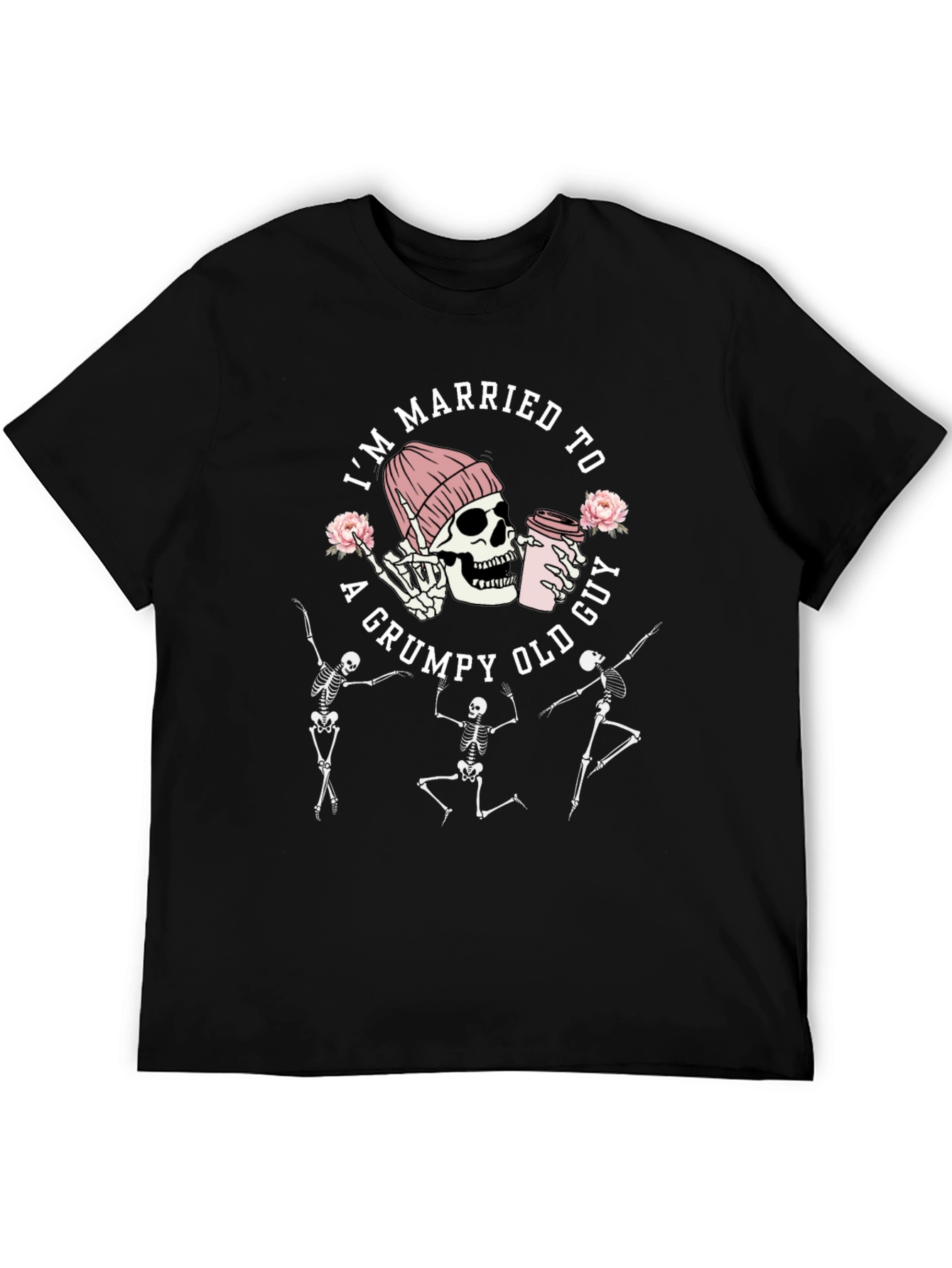 Black Grumpy Old Guy Skeleton Graphic T-Shirt view 5