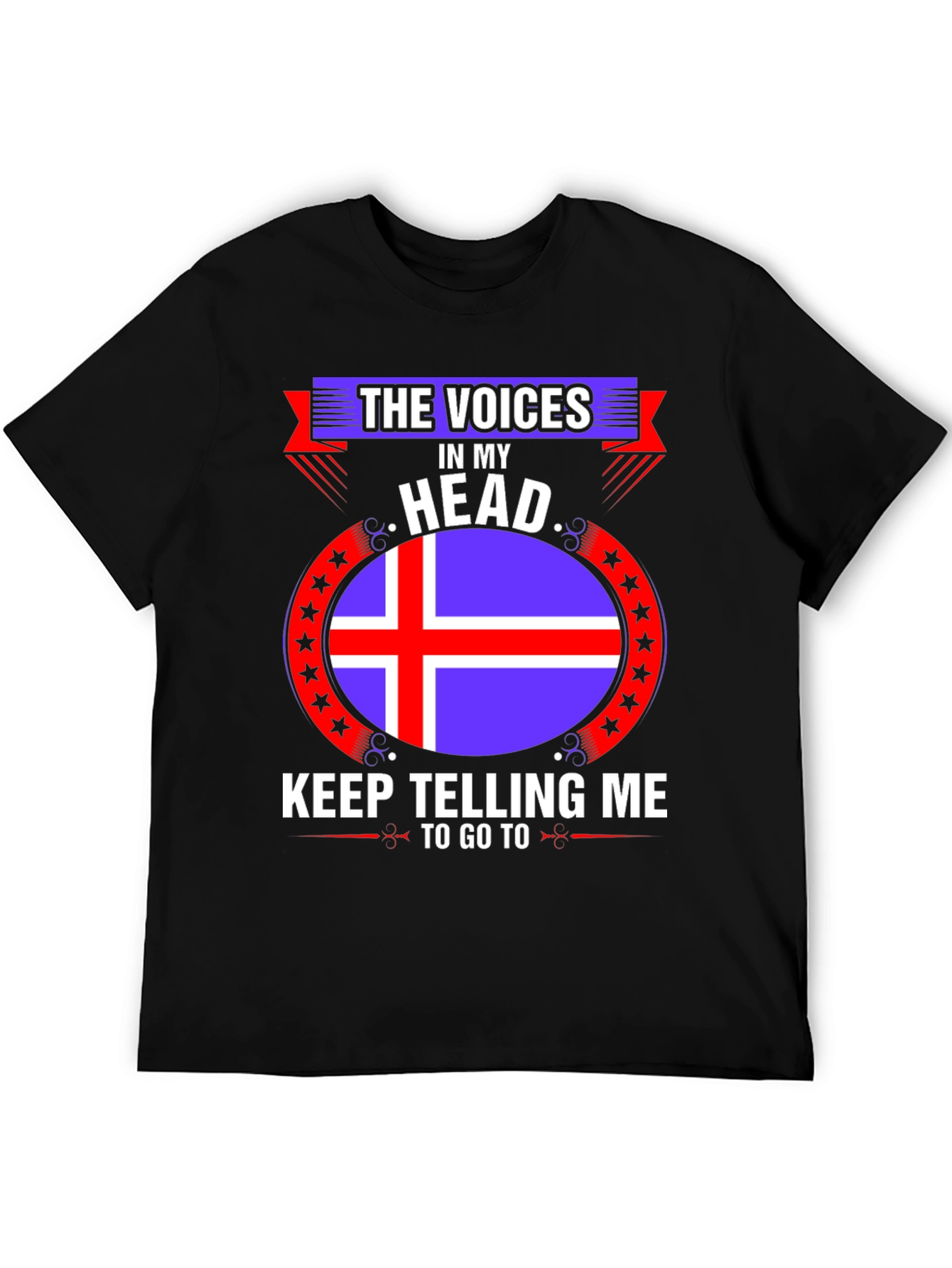 Black Iceland Flag T-Shirt - "The Voices In My Head" view 5