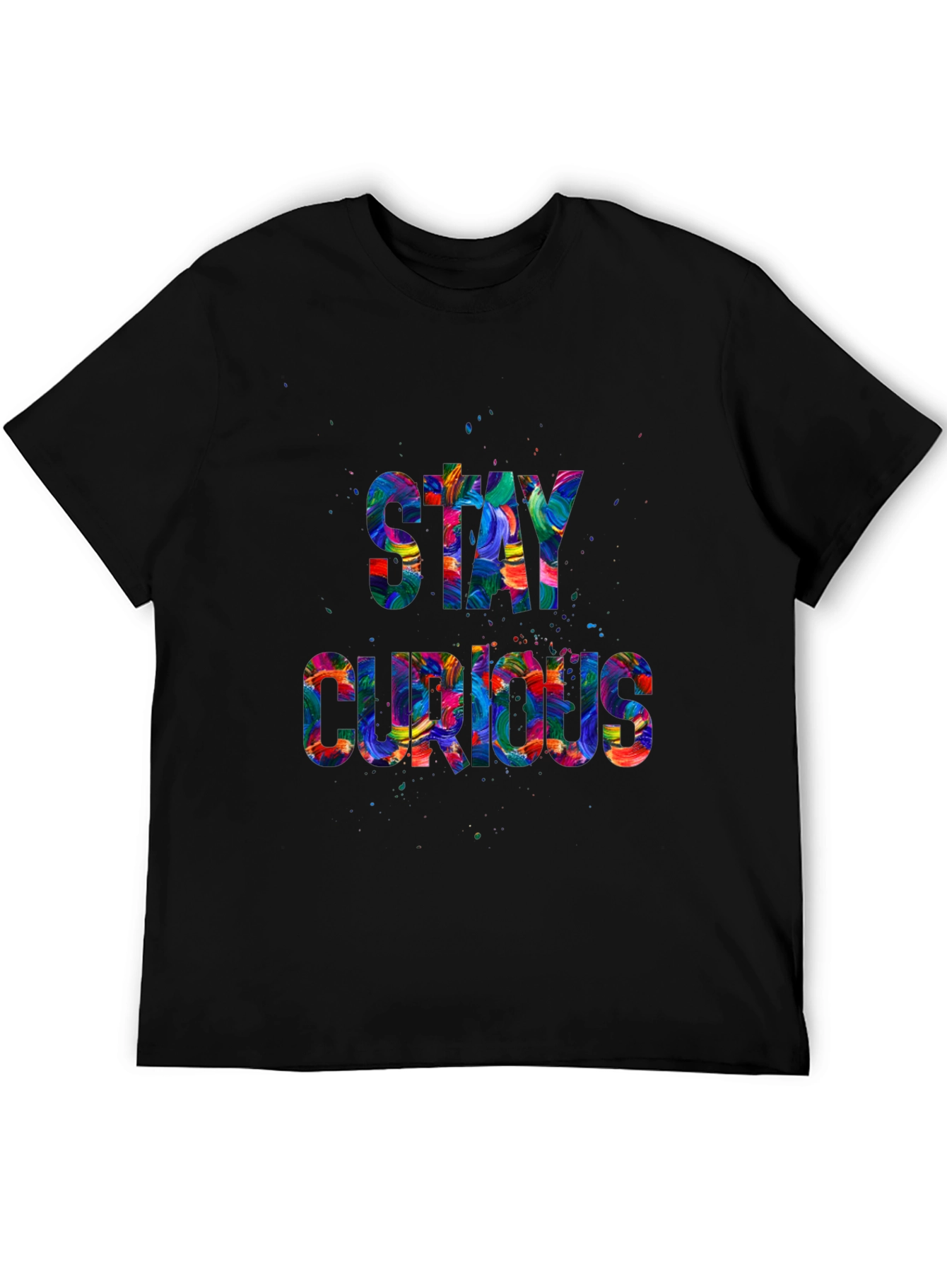 Black Stay Curious Graphic T-Shirt - Vibrant Design view 5
