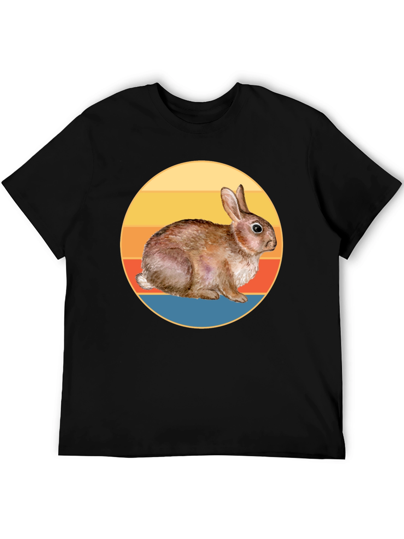 Black Vintage Rabbit Sunset T-Shirt - Soft Cotton Blend view 5