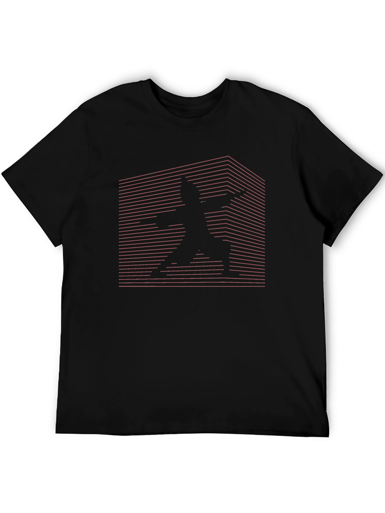 Black Ninja Silhouette Graphic Print Crew Neck T-Shirt view 5