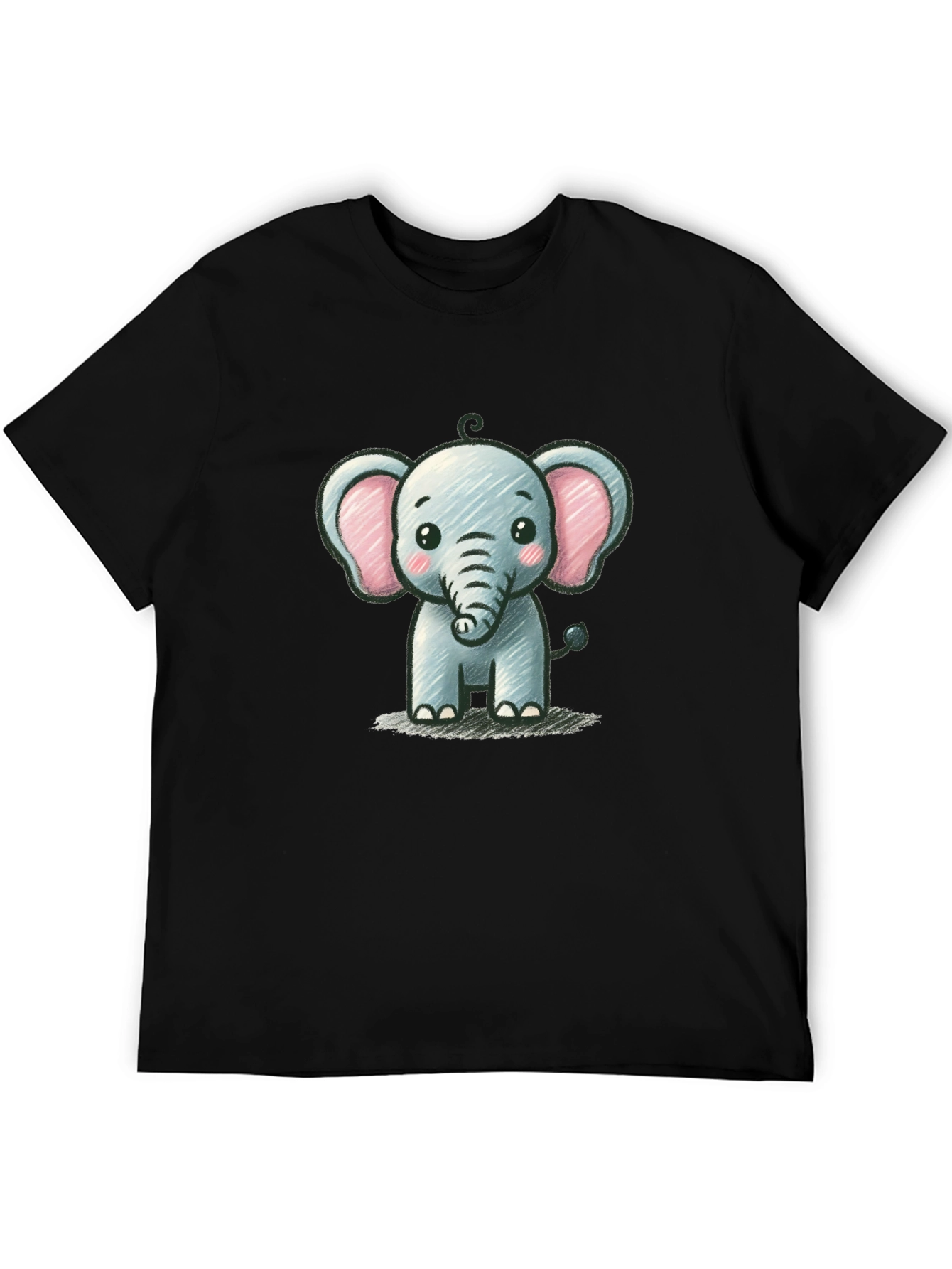 Black Cute Elephant Graphic Tee - Black Unisex T-Shirt view 5