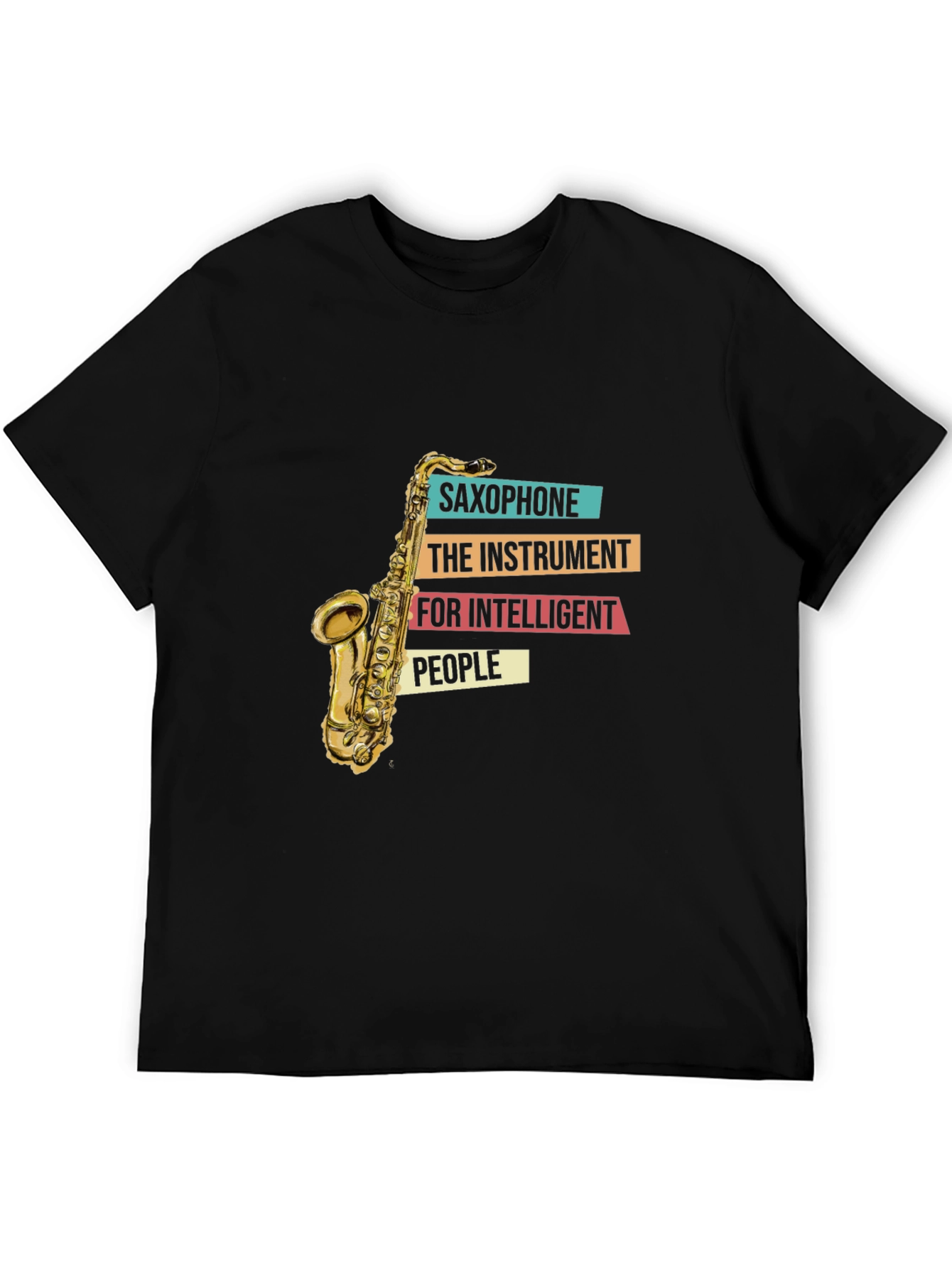 Black Saxophone Instrument T-Shirt view 5