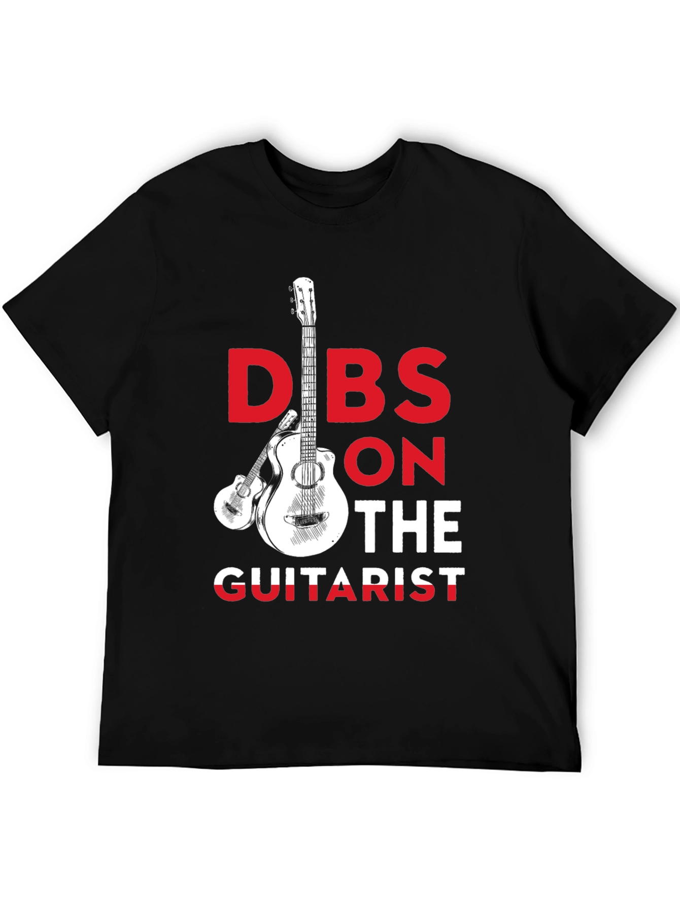 Black Dibs on the Guitarist Graphic Tee - Music Lover T-Shirt view 5