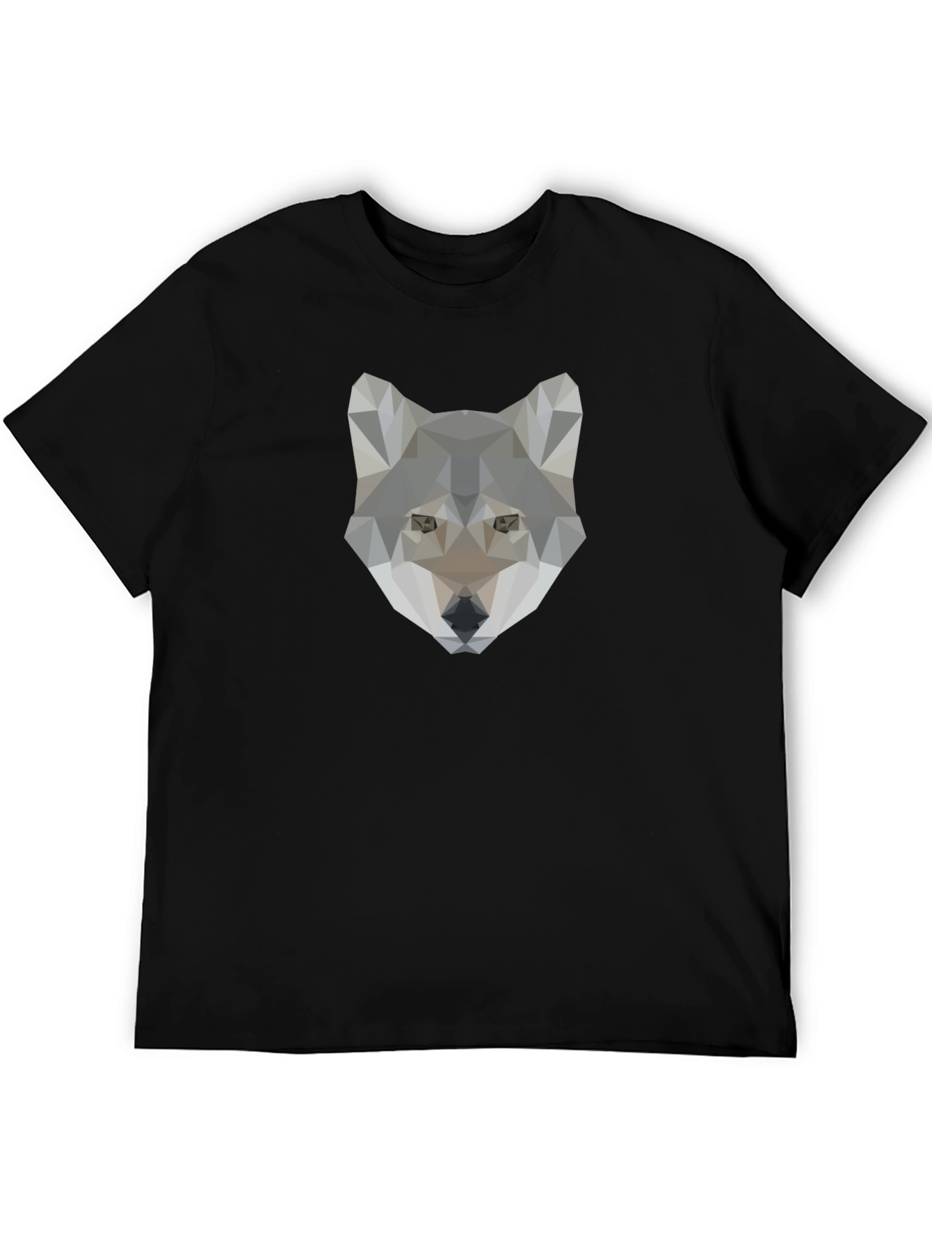 Black Geometric Wolf Graphic Tee - Cool Minimalist Design view 5
