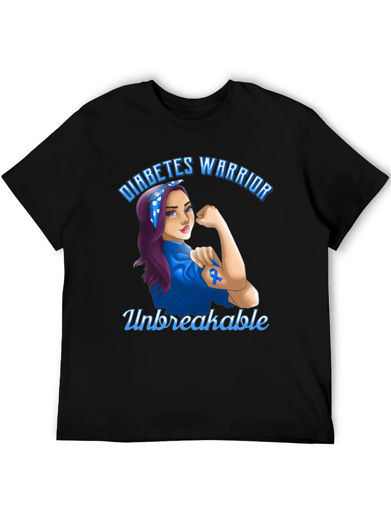 Black Diabetes Warrior T-Shirt - Unbreakable Strength view 5