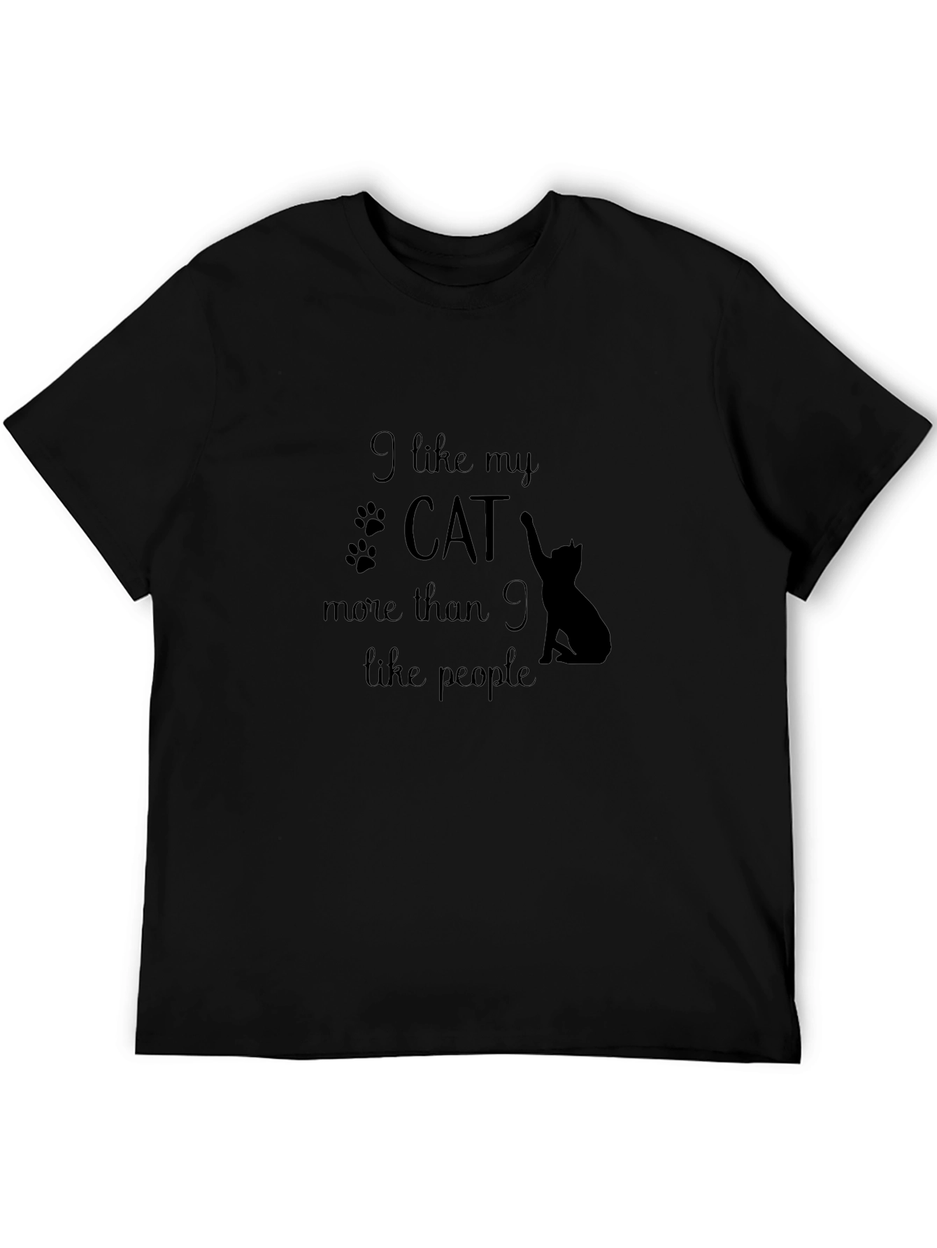 Black I Like My Cat More Than People Graphic Tee view 5