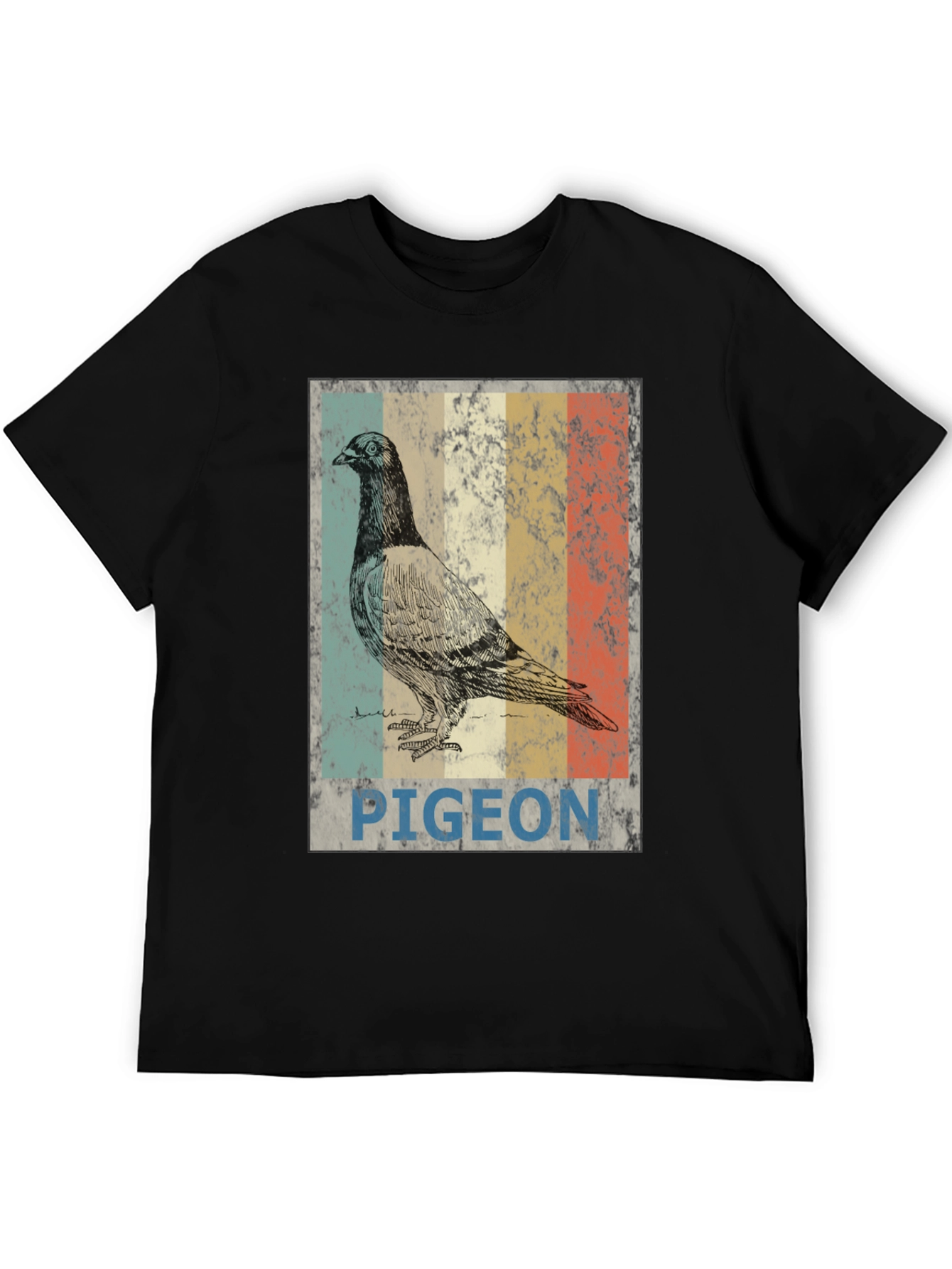 Black Vintage Pigeon Graphic T-Shirt - Cool Bird Design view 5