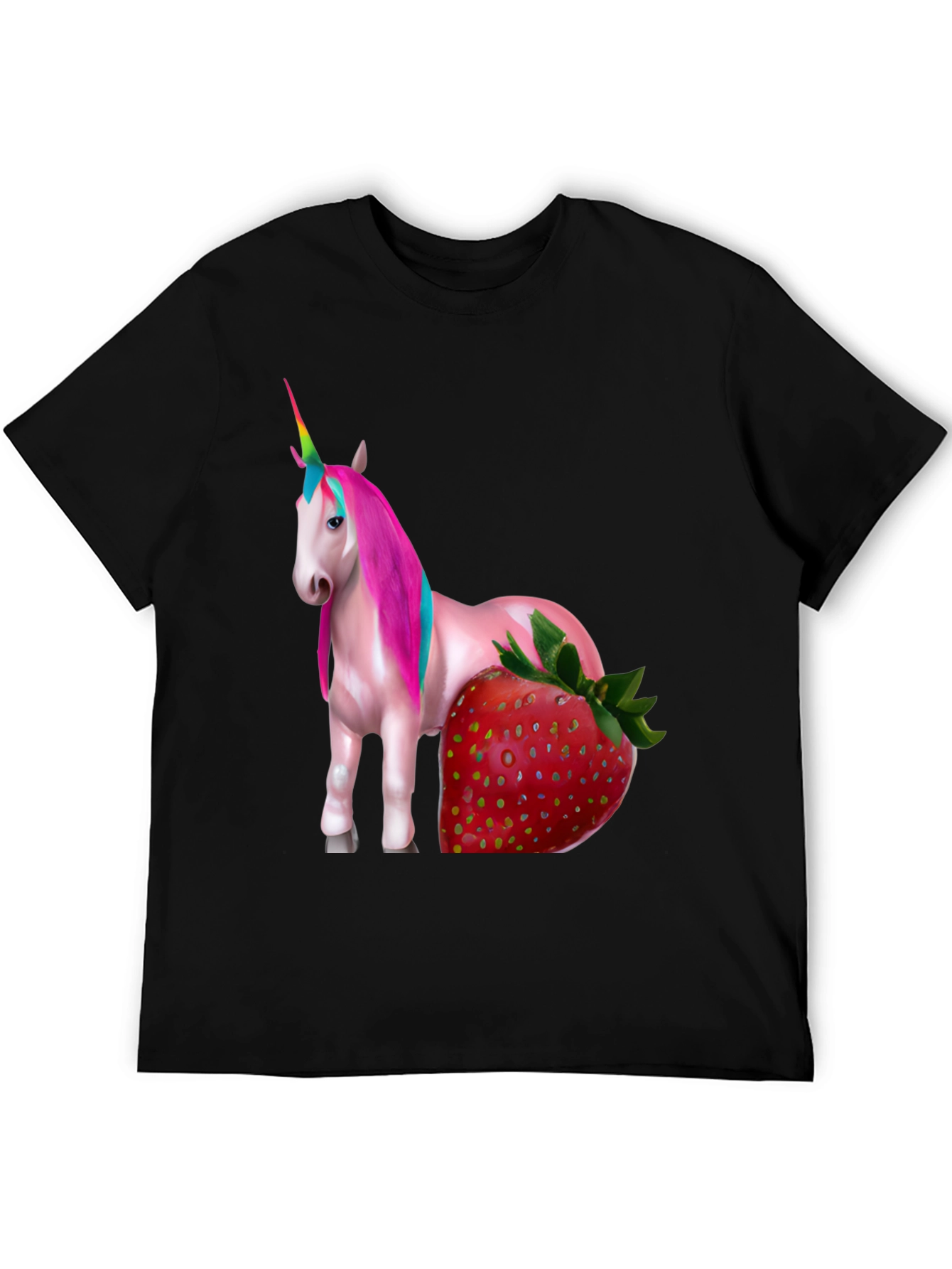 Black Unicorn Strawberry Graphic T-Shirt view 5