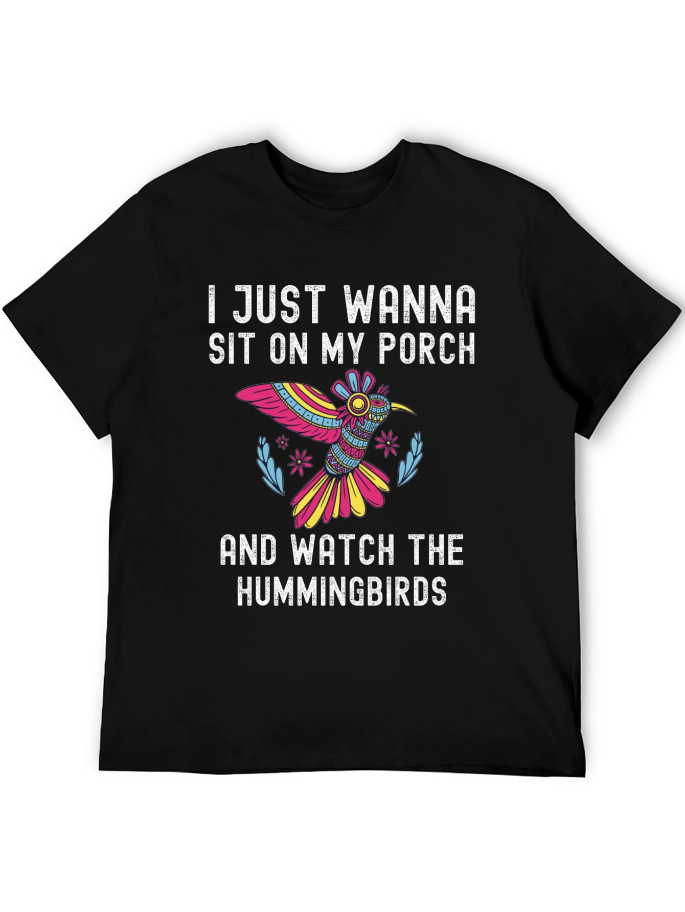 Black Hummingbird Porch T-Shirt - Relax & Watch! view 5