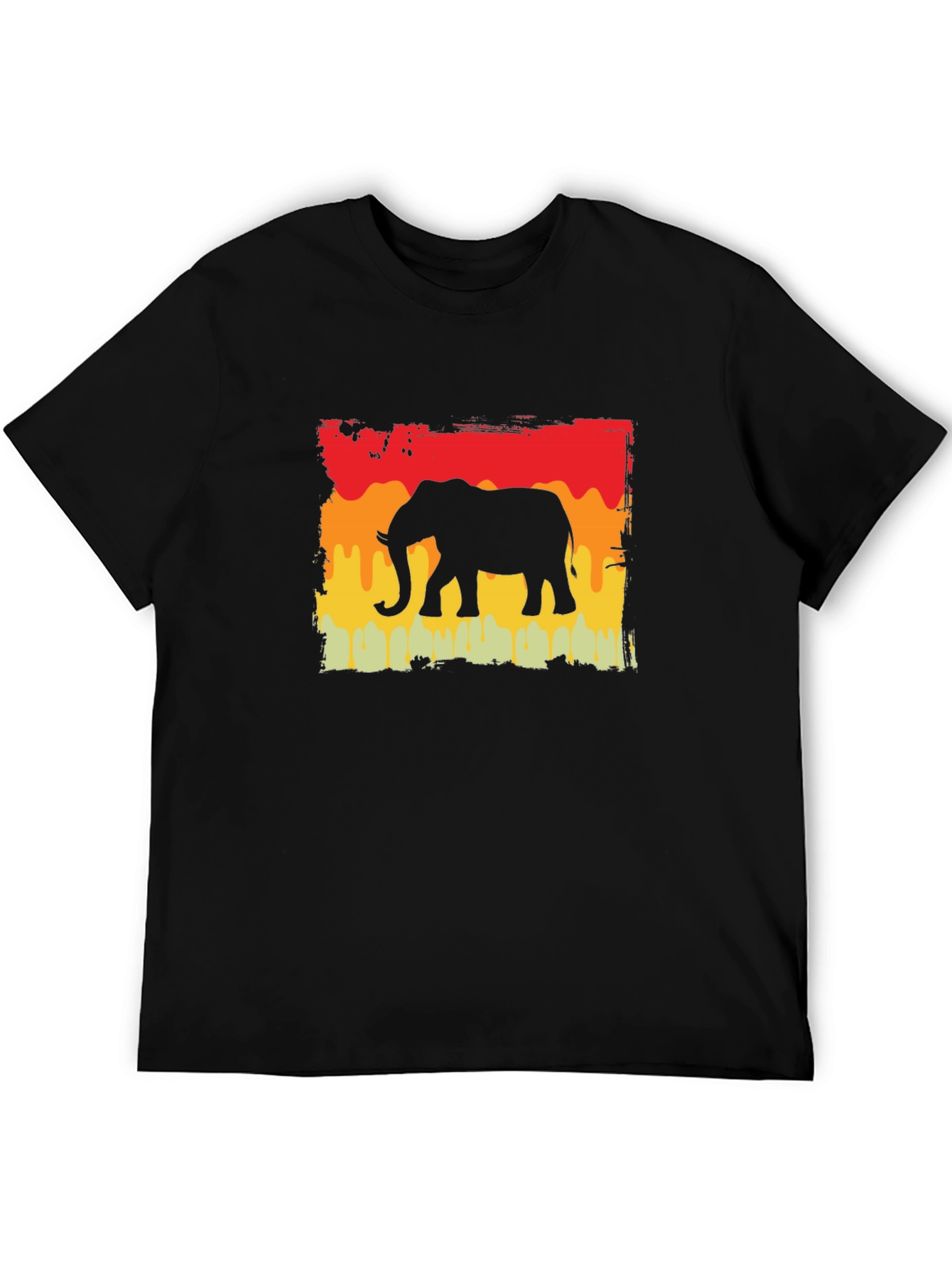 Black Elephant Silhouette Graphic Tee - Retro Style view 5