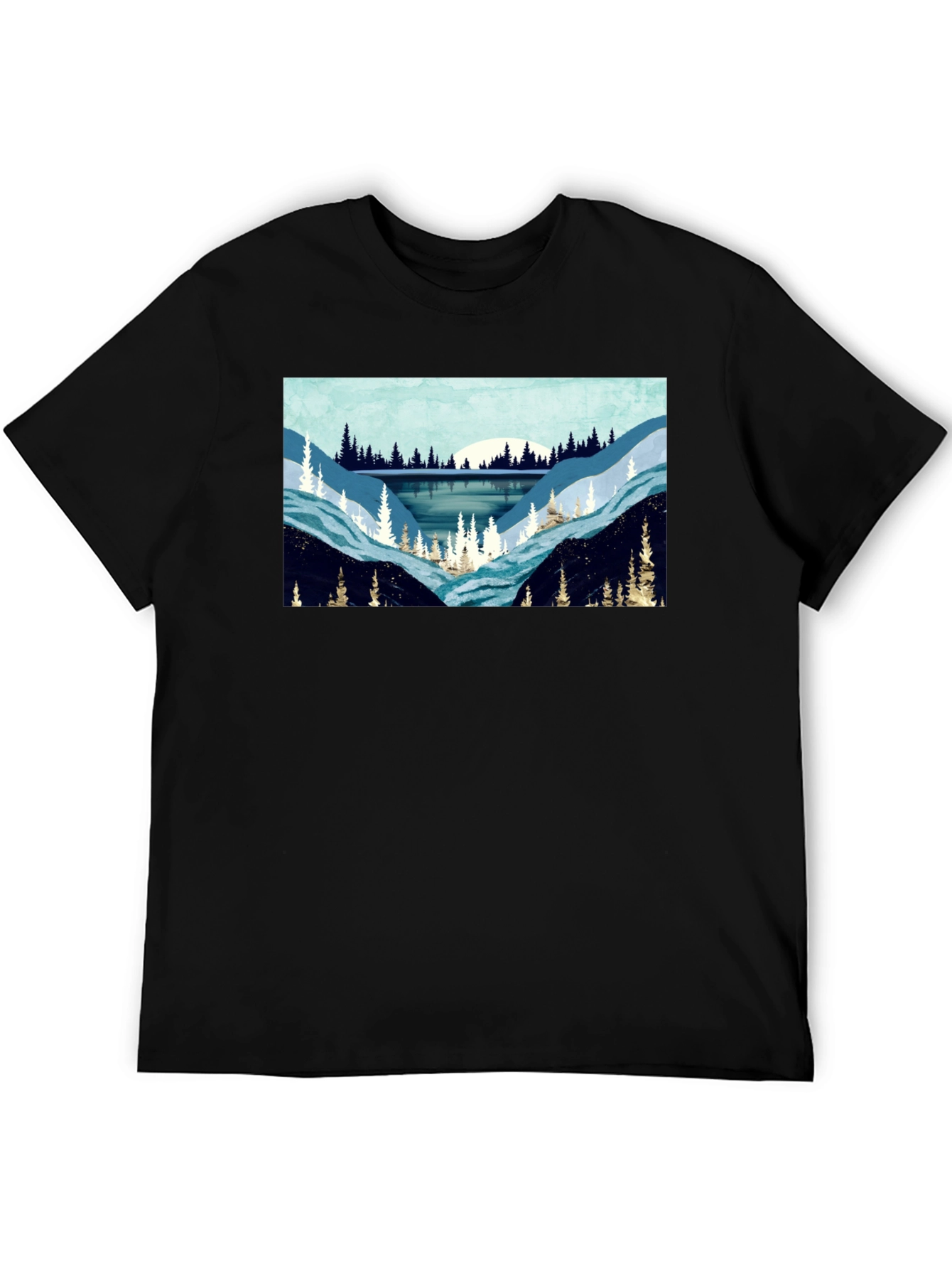 Black Nature Scene Graphic Tee - Black view 5