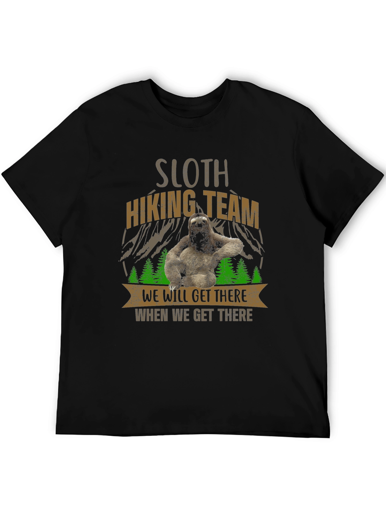Black Sloth Hiking Team Tee - Funny Adventure Shirt view 5