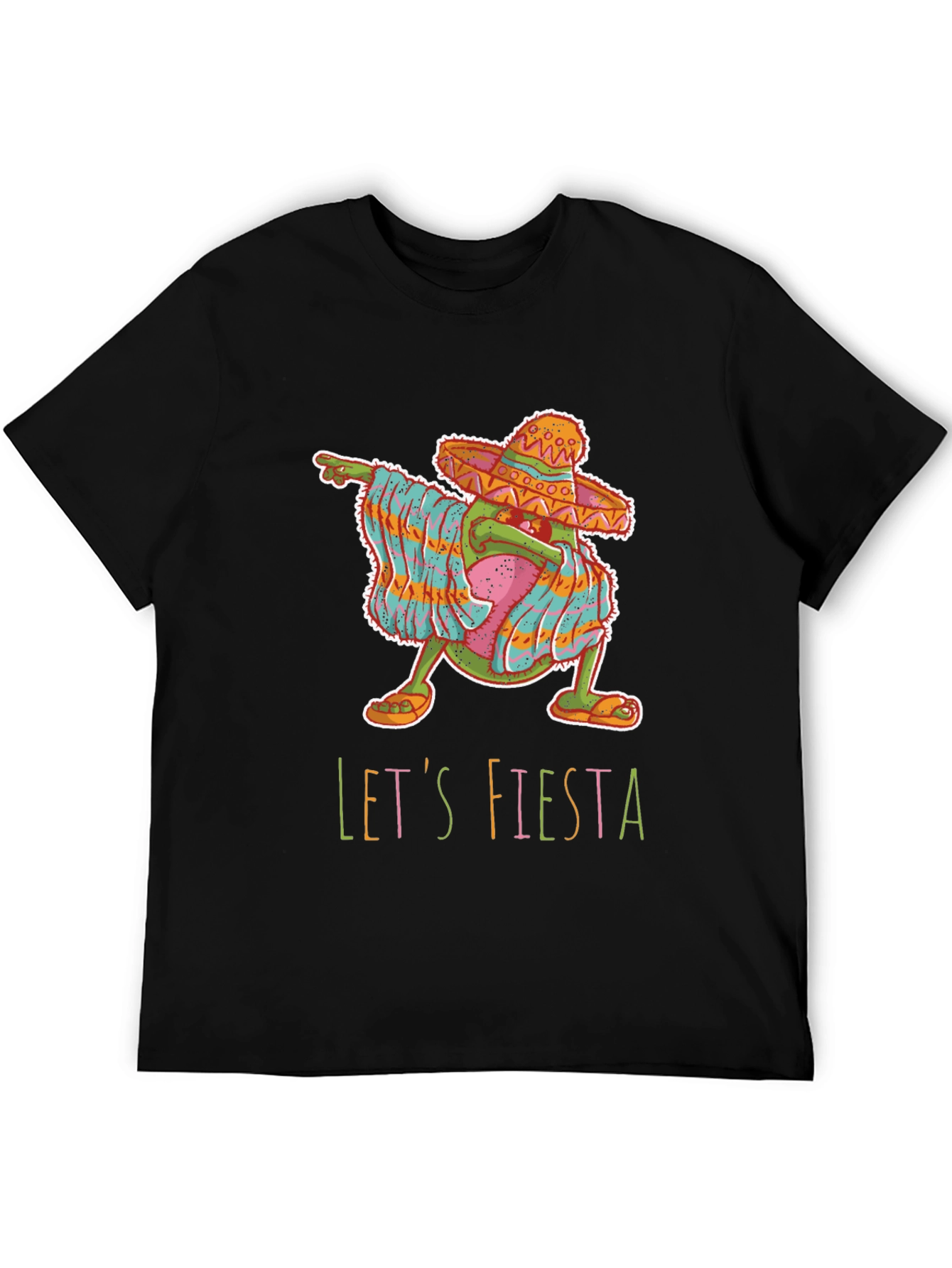 Black Let's Fiesta Avocado Graphic T-Shirt view 5
