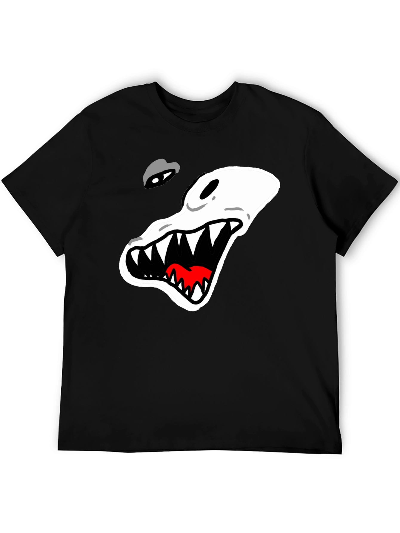 Black Men's Black T-Shirt with Cartoon Alligator Graphic view 5