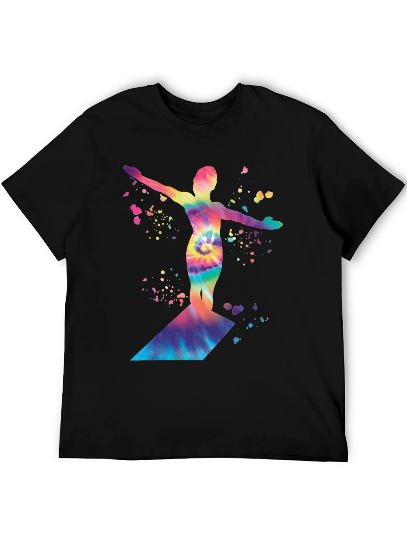 Black Tie-Dye Diver Graphic Black T-Shirt view 5