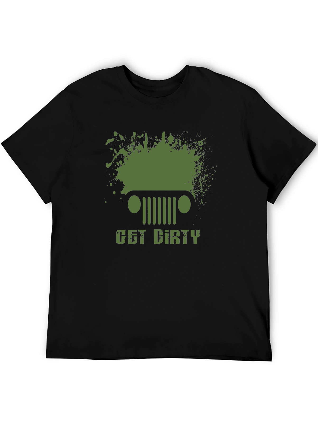 Black Get Dirty Jeep Graphic Men's T-Shirt view 5