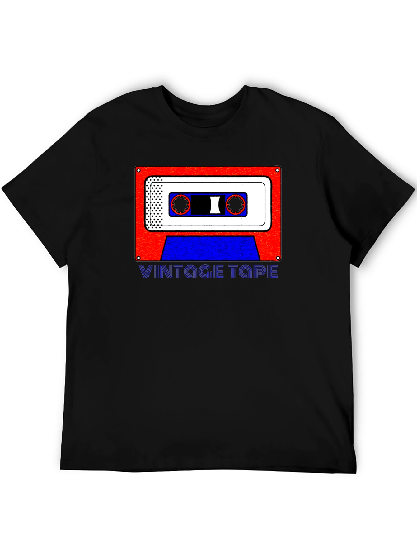 Black Vintage Tape Graphic Tee - Retro Style view 5