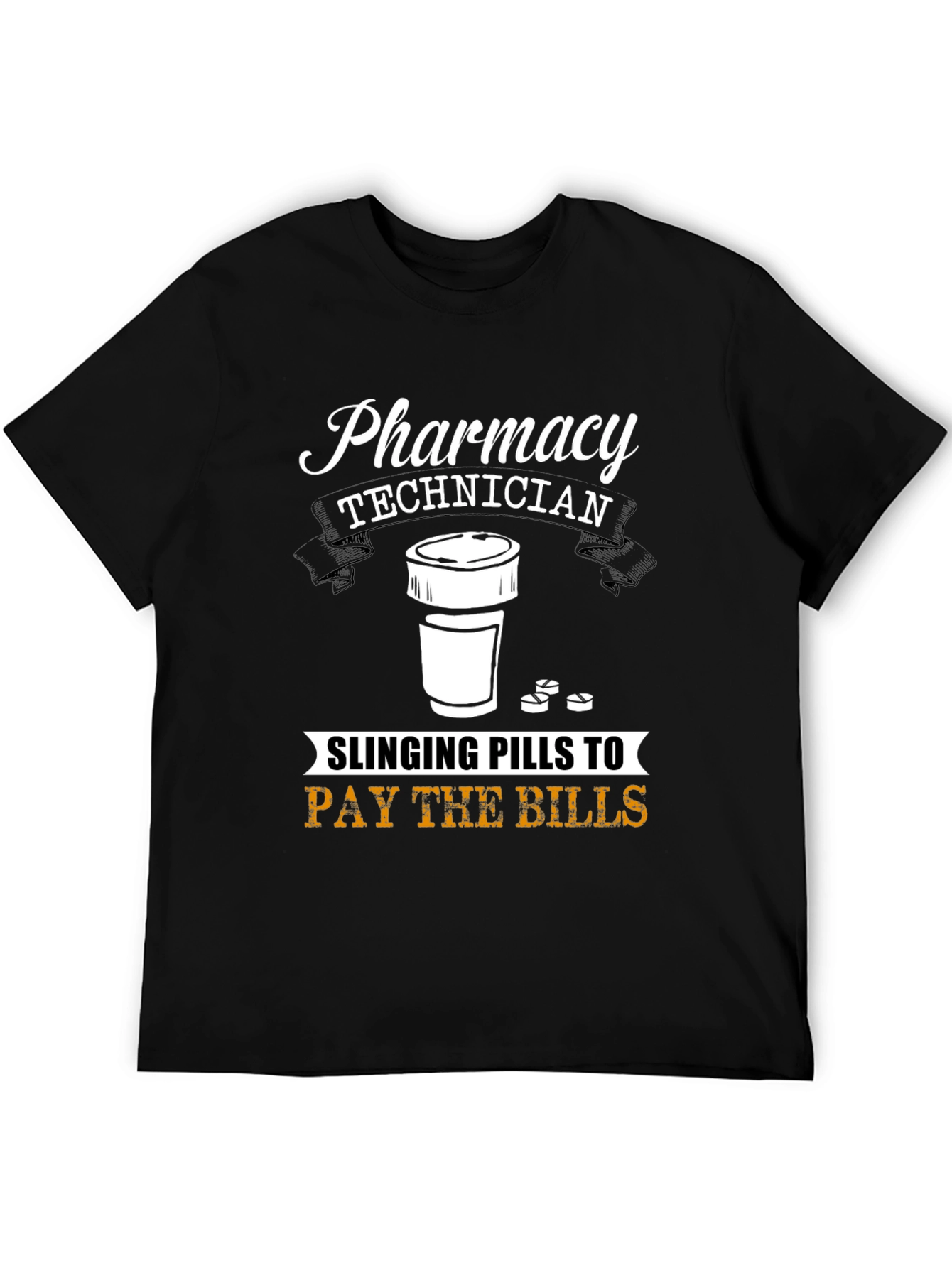 Black Pharmacy Technician T-Shirt - Slinging Pills to Pay Bills view 5