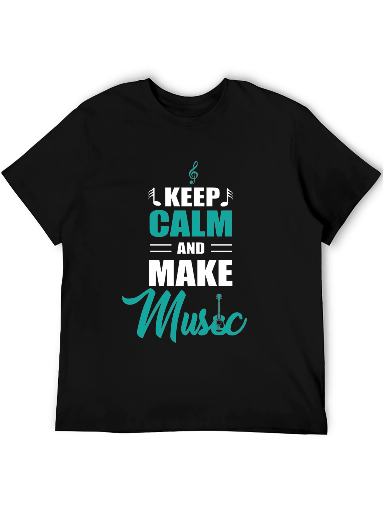 Black Keep Calm and Make Music Black T-Shirt view 5