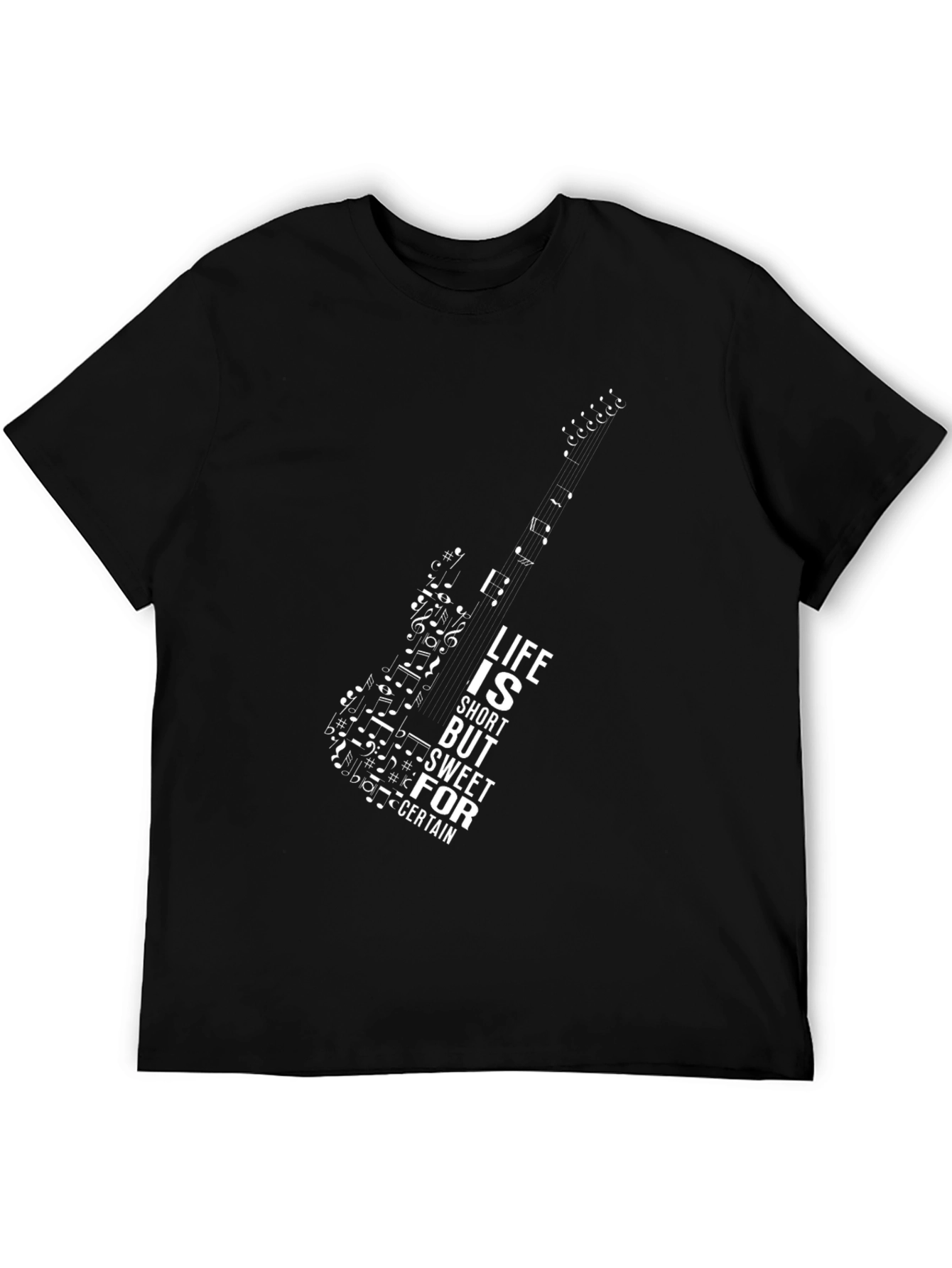 Black Guitar Music Note Graphic Tee view 5